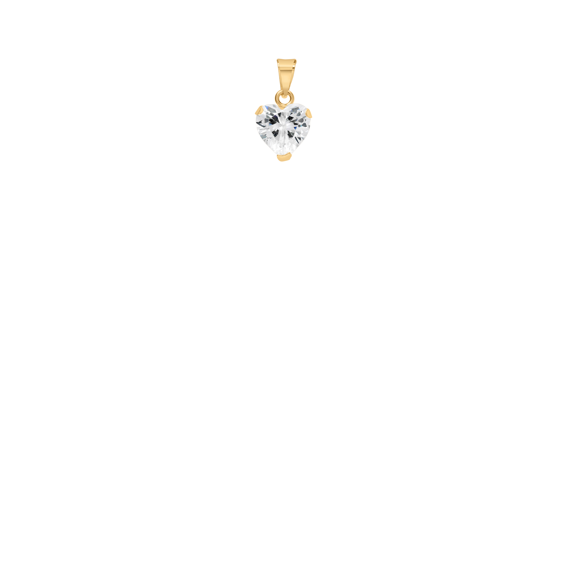Heart-shaped cubic zirconia pendant 0.60g 18K gold