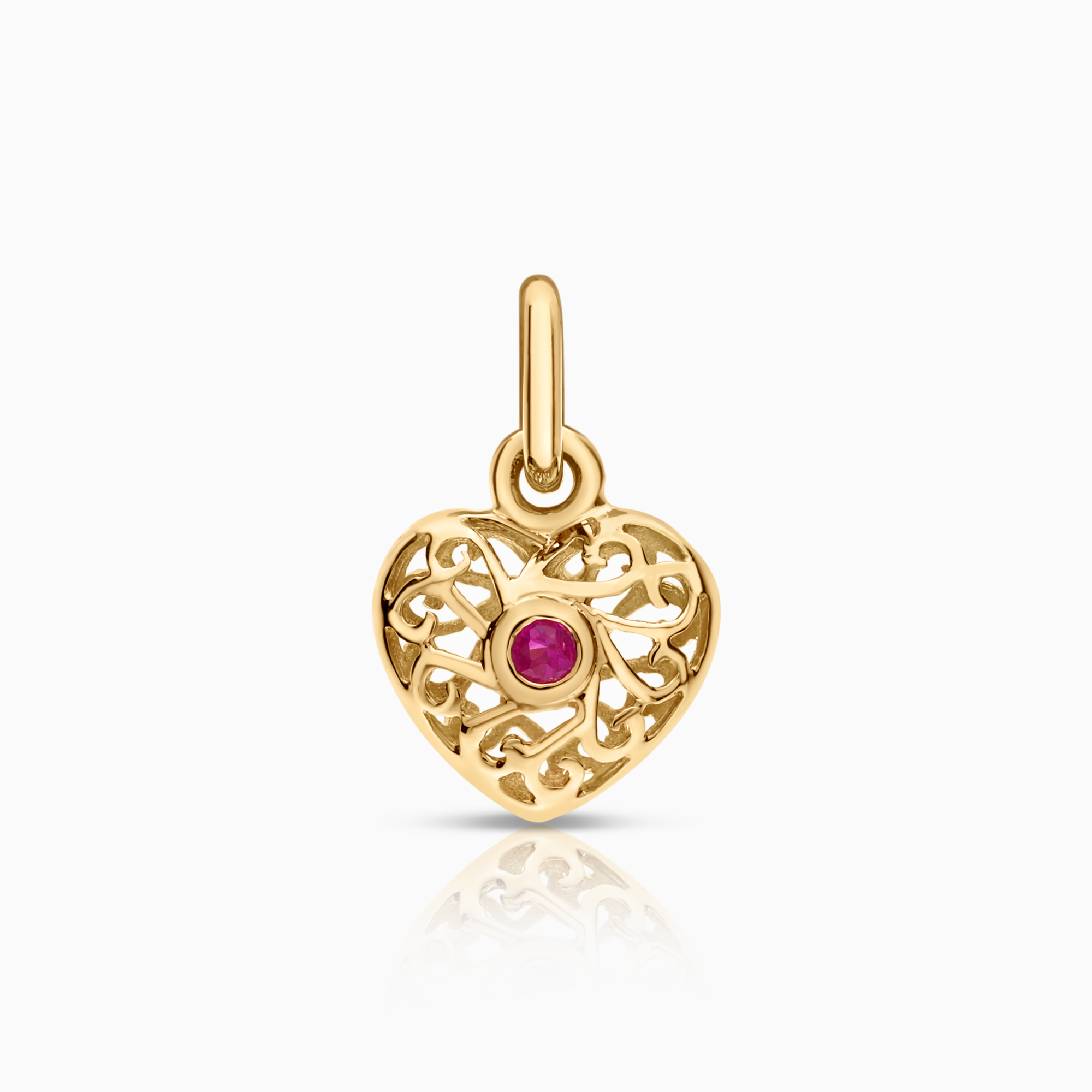 Pendant with diamond and red stone 0.005ct 18K gold