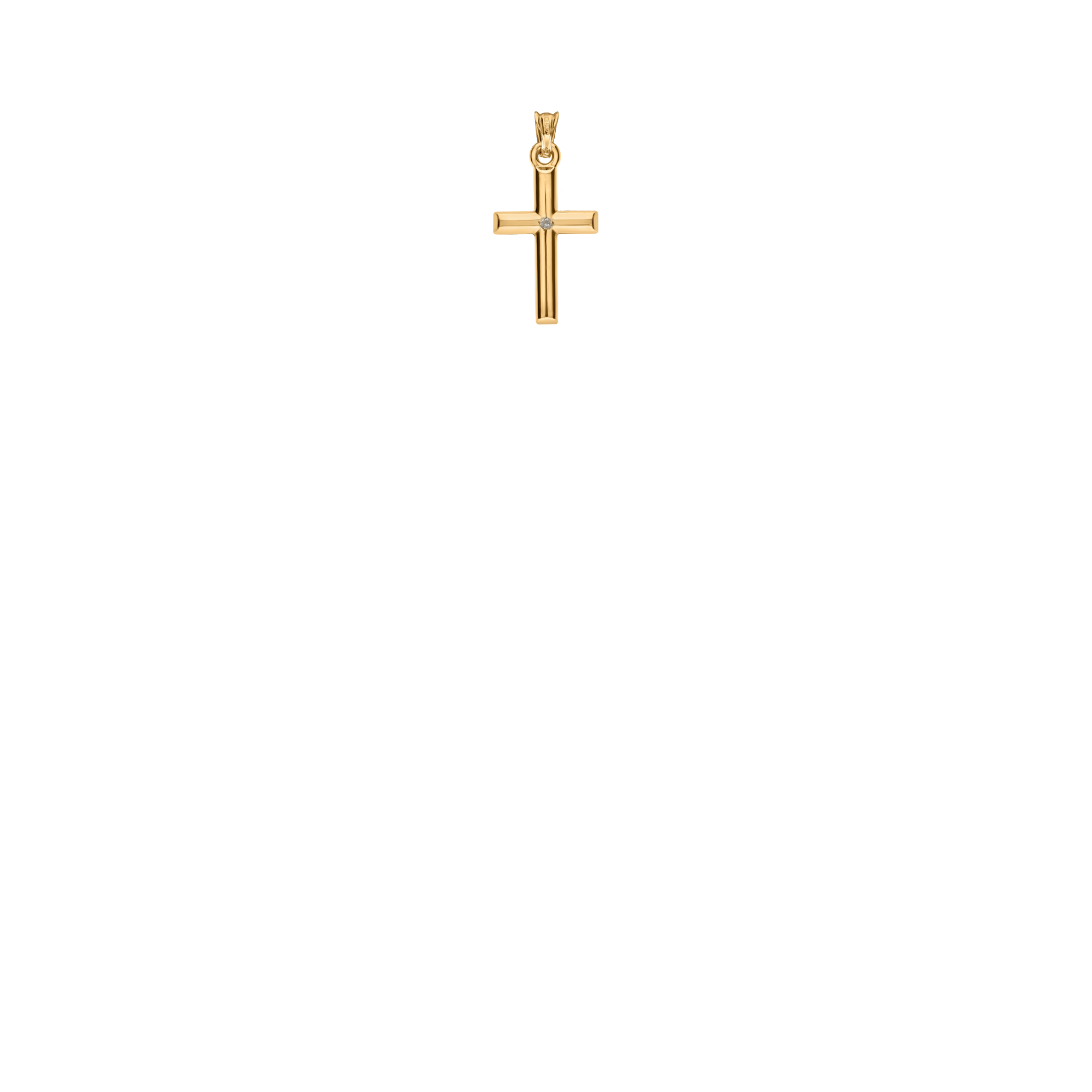 Pendant cross with natural diamond 0.005ct 18K gold