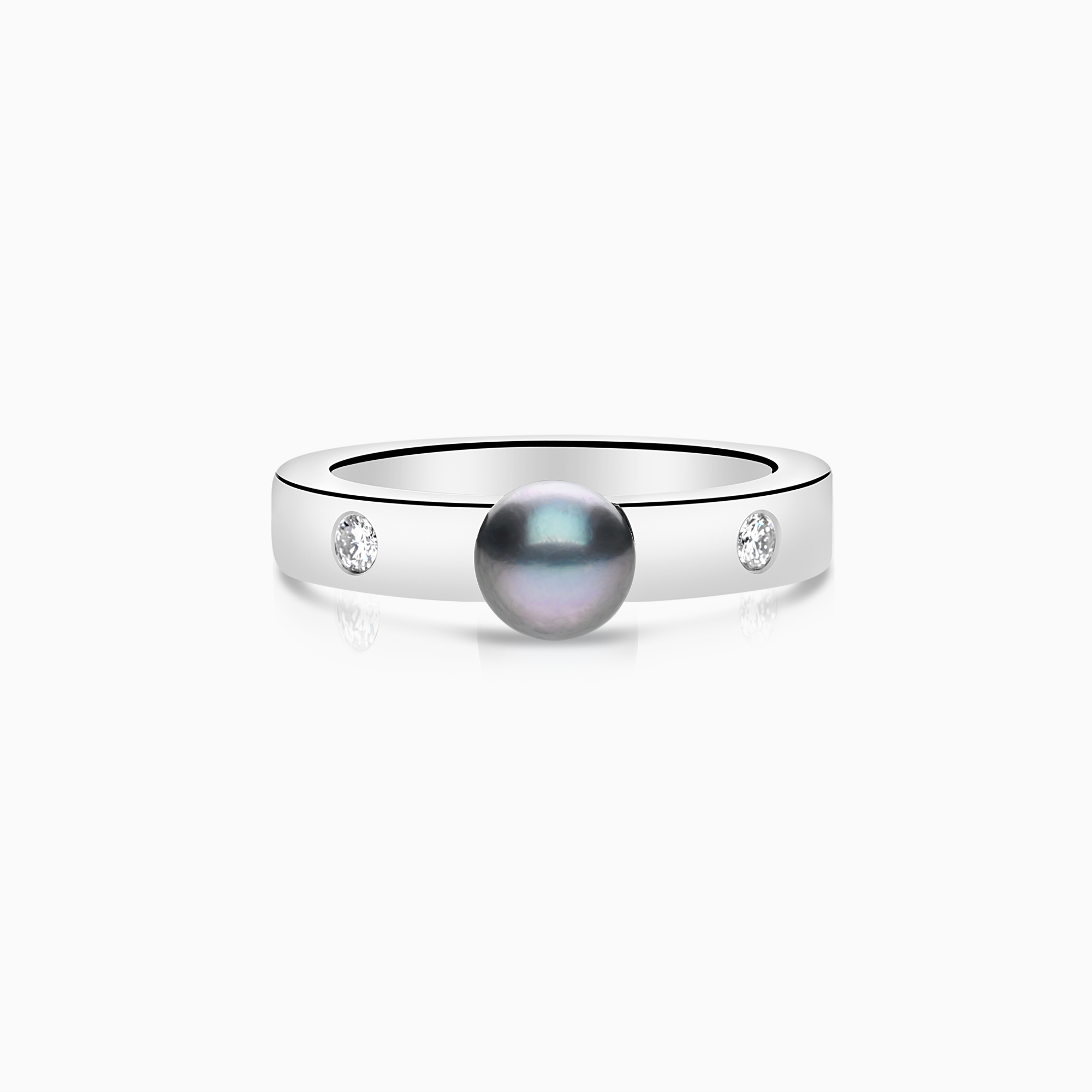 Engelbert diamantring med Tahiti pärla 0,10ct 18K vitguld