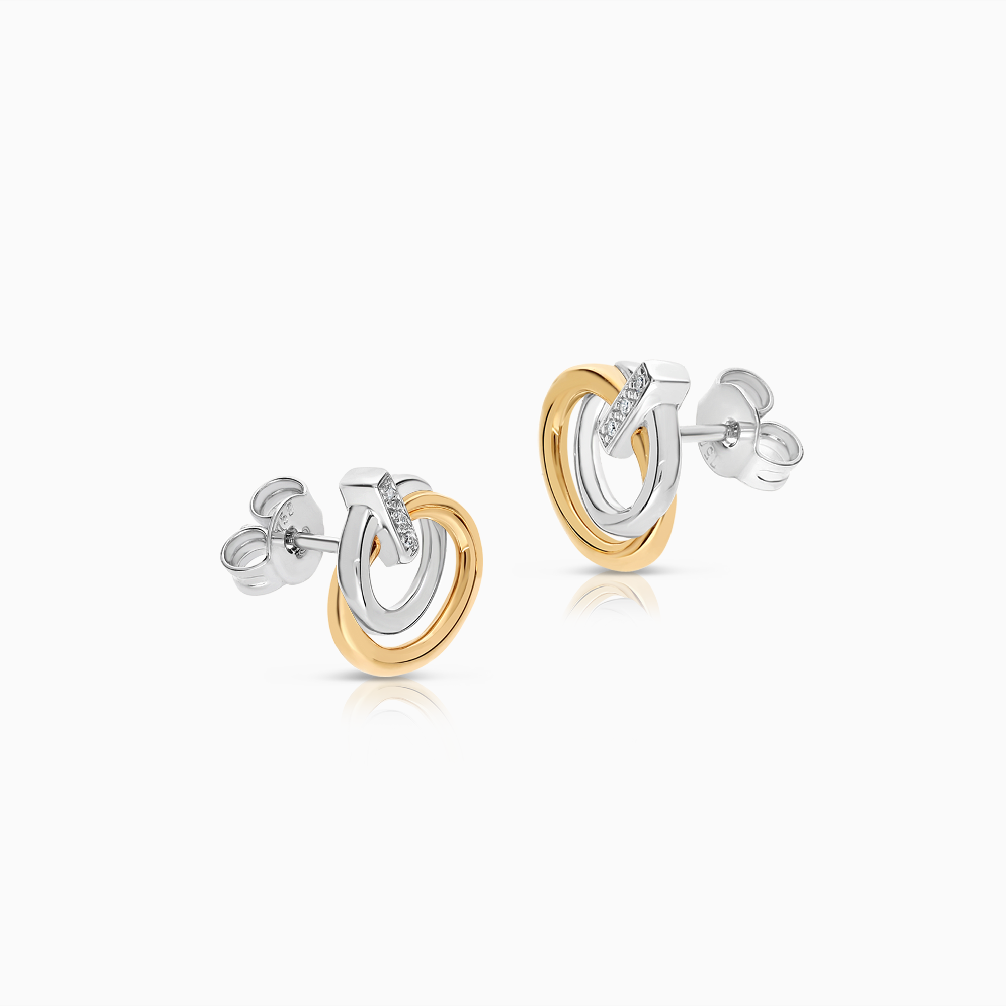 Diamond Earrings 0.02ct 18K Yellow/White Gold