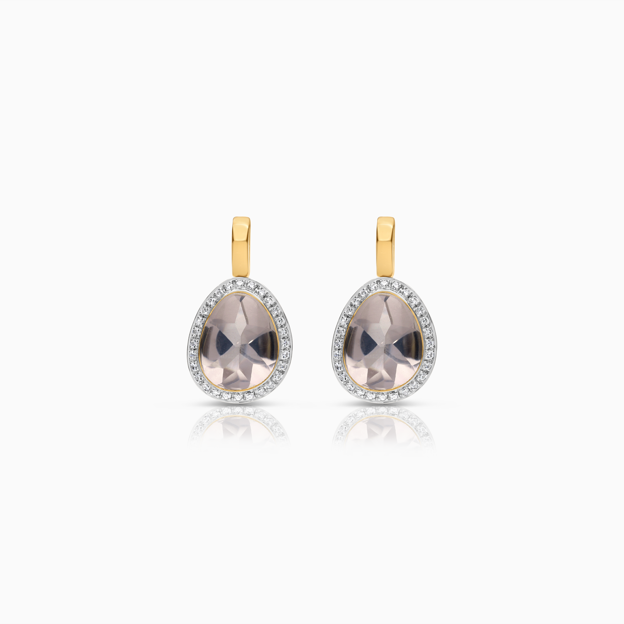 Diamantörhängen med rosenkvarts 0,22ct 18K guld