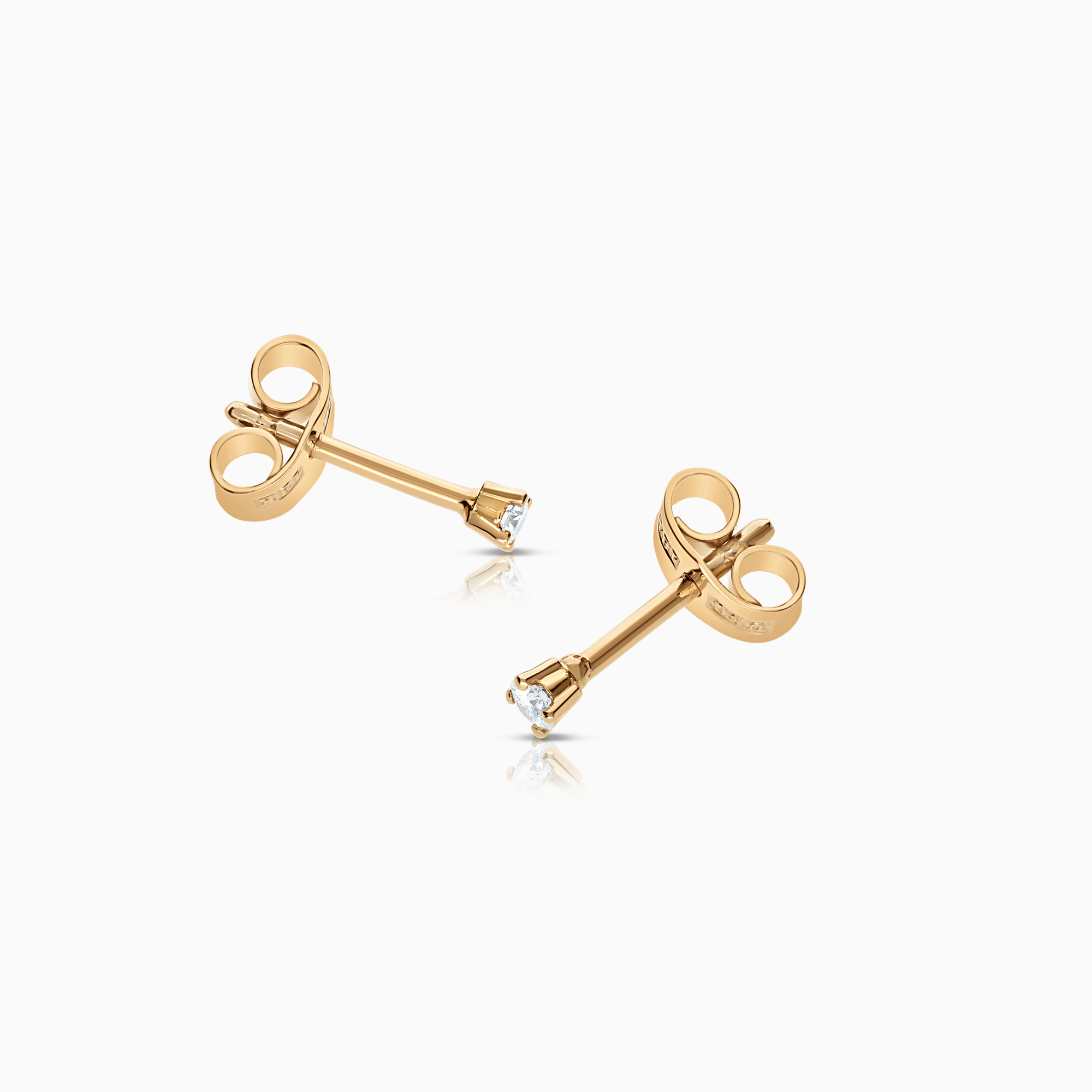 Solitaire earrings 0.08ct 18K gold