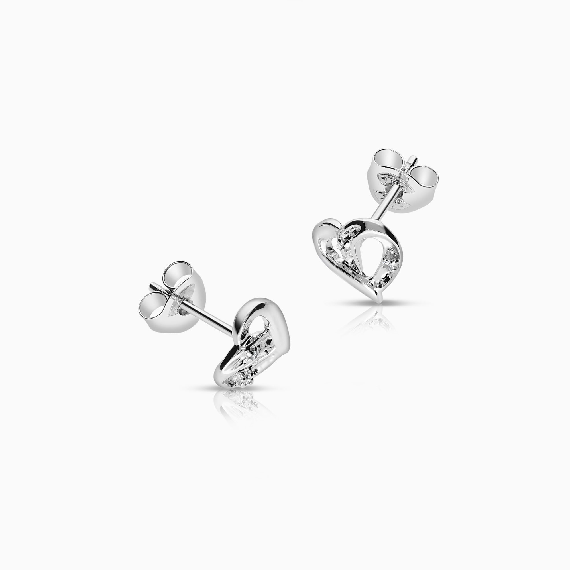 Diamond heart earrings 0.02ct 18K white gold