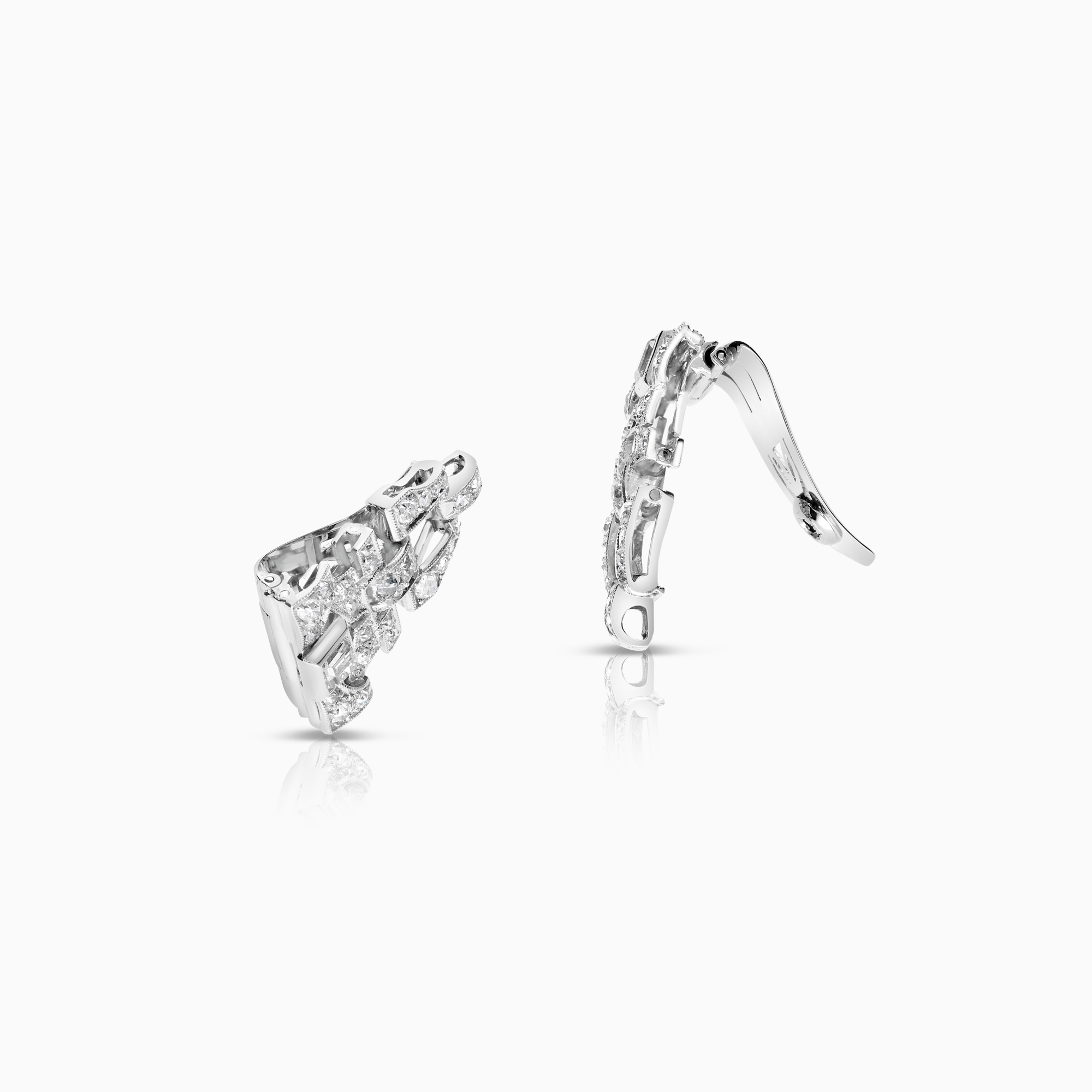 Diamond Clip Earrings 1.20ct 18K White Gold