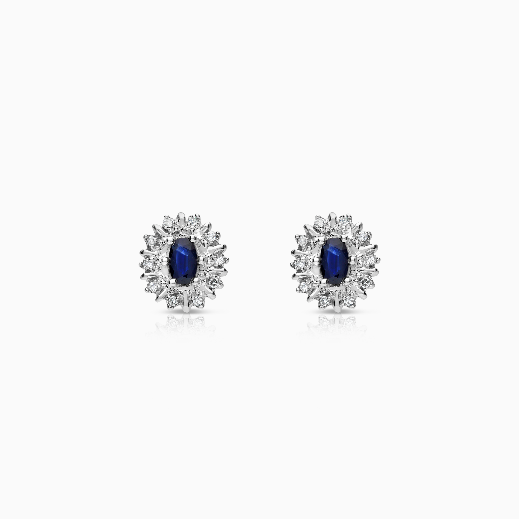 Diamond earrings with blue sapphires 0.10ct 18K white gold