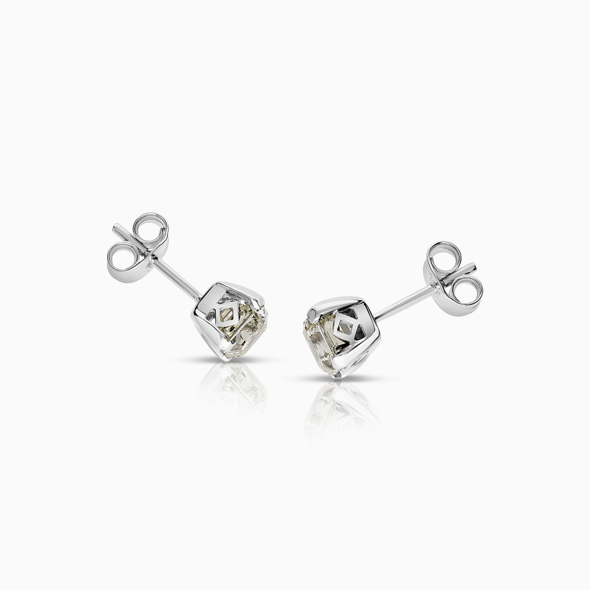 Enstensøredobber smaragdslipte diamanter 2,00ct 18K hvitt gull