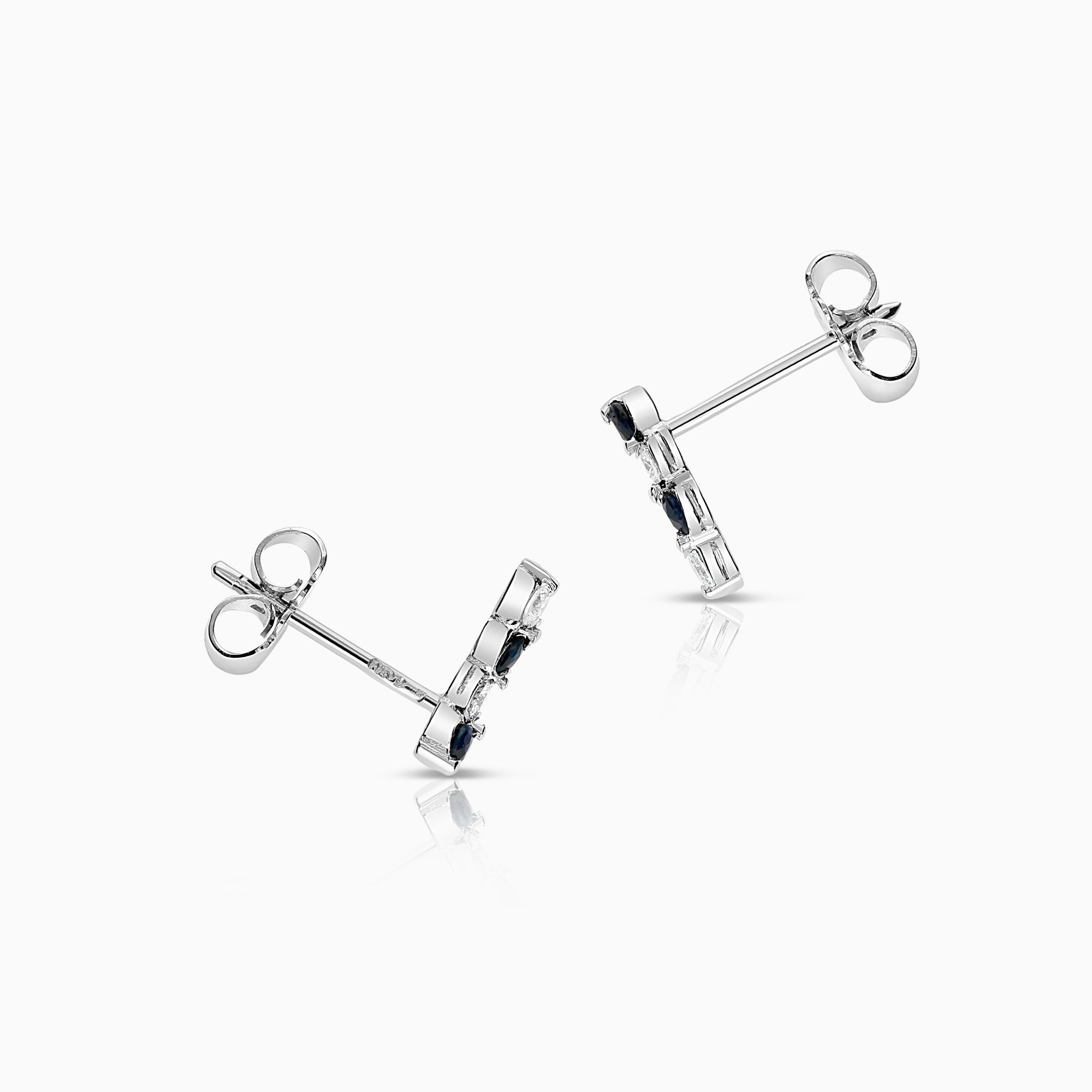 Diamantörhängen med blåa safirer 0,12c 18K vitguld