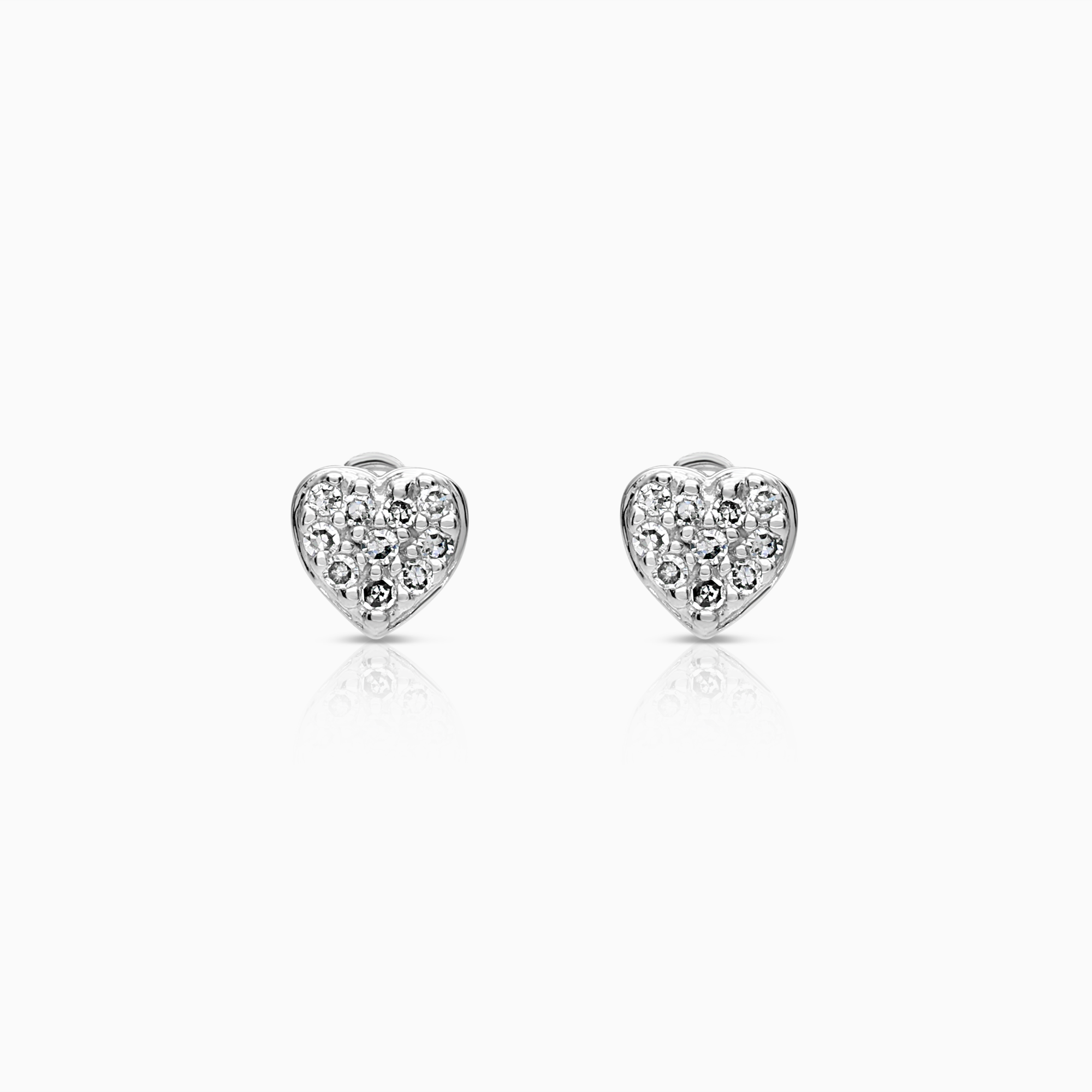 Diamond heart earrings 0.05ct 18K white gold