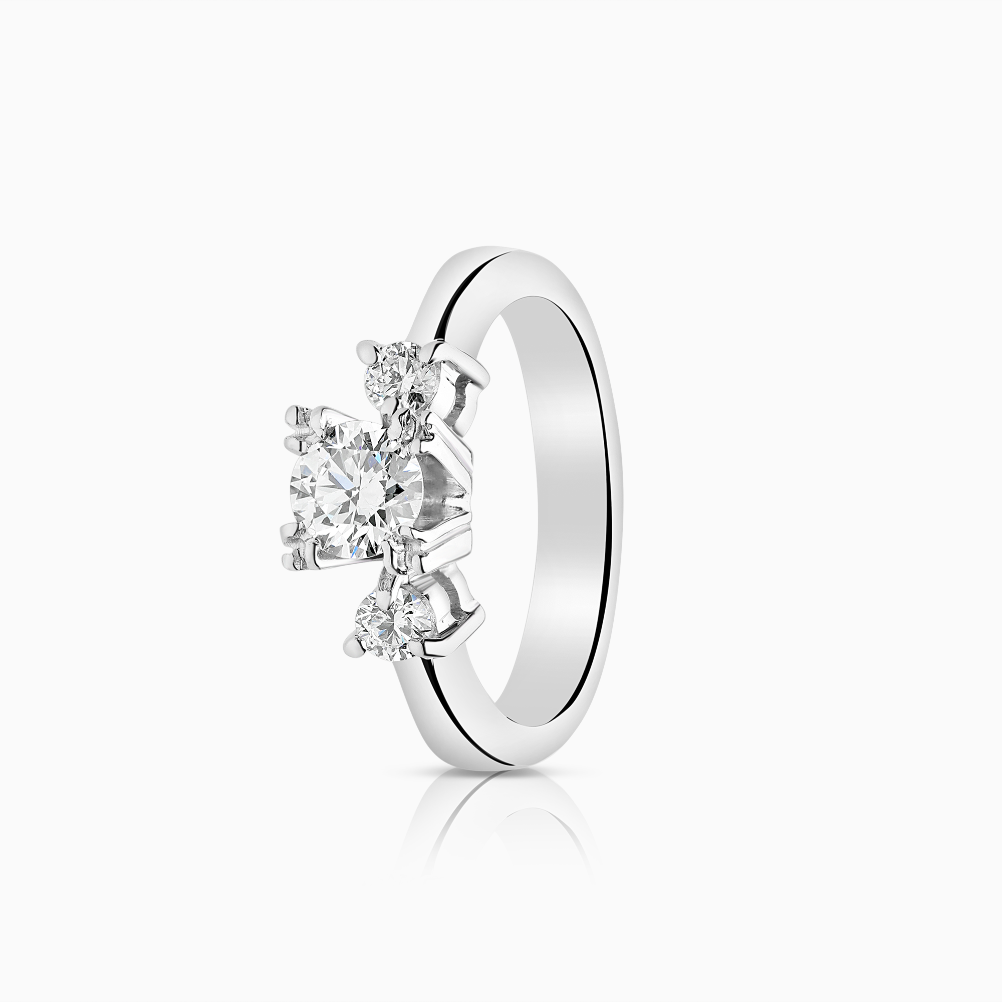 Trestensring 0,66ct 18K vitguld