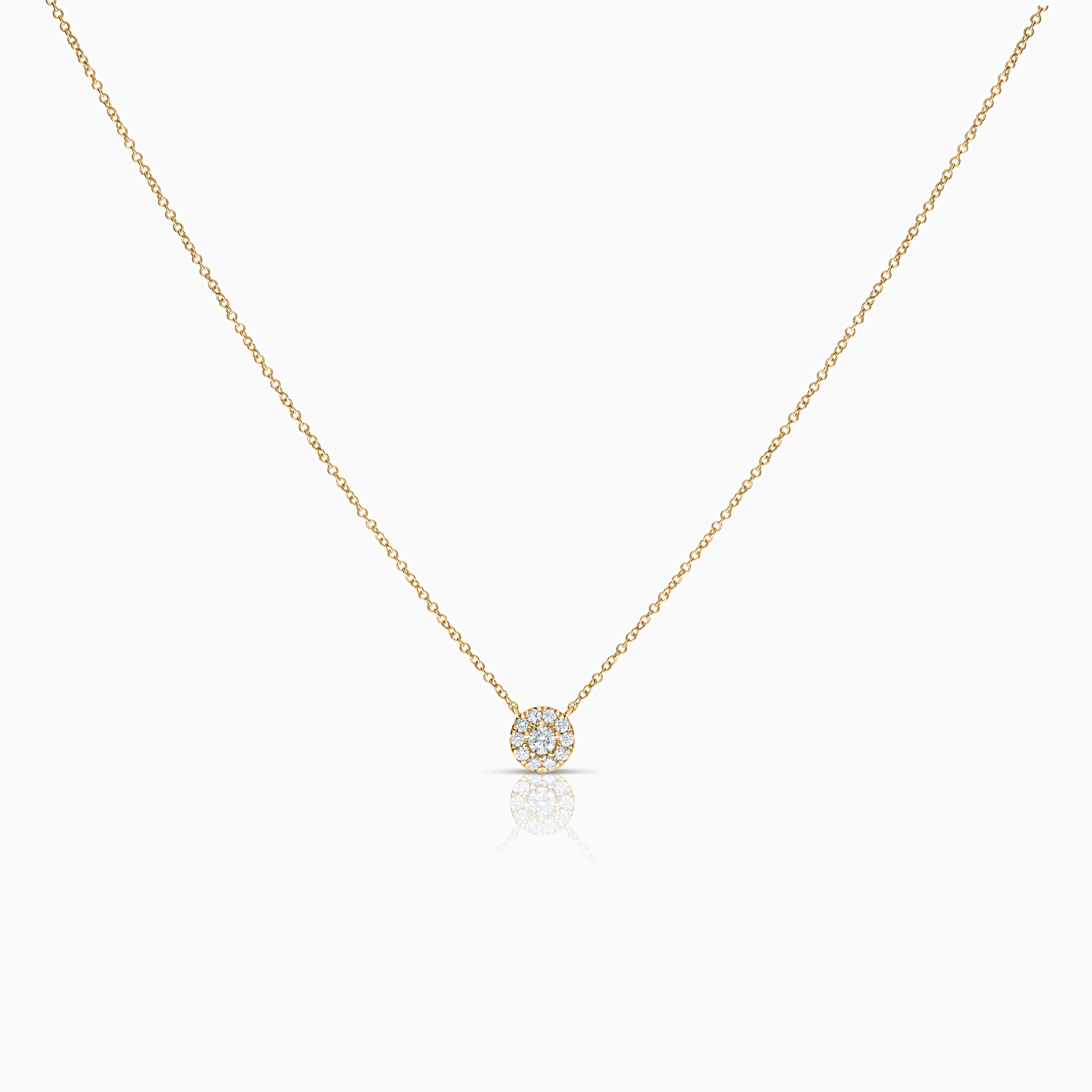 Necklace with diamond halo pendant 0.20ct 18K gold