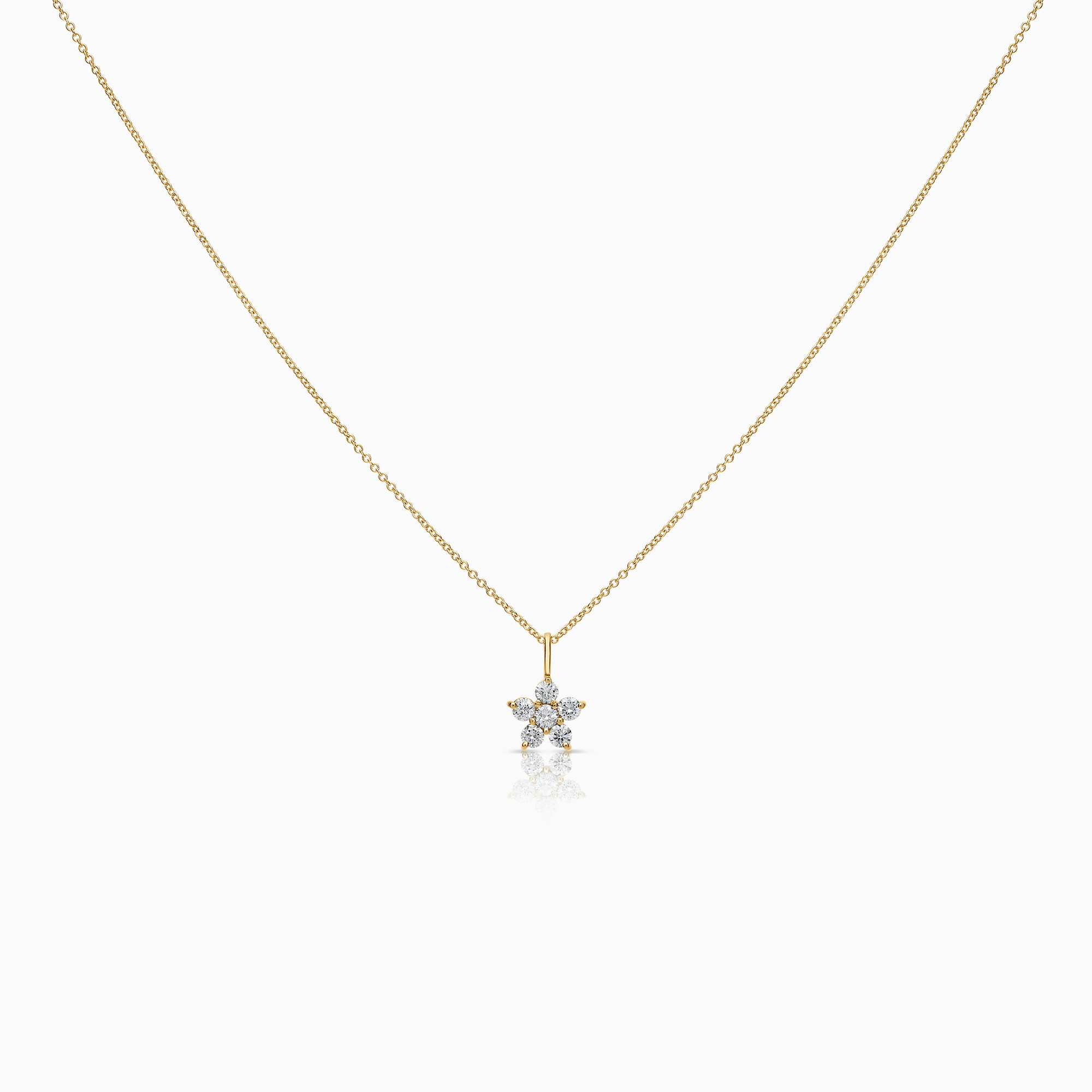 Necklace with flower 0.25ct 18K gold