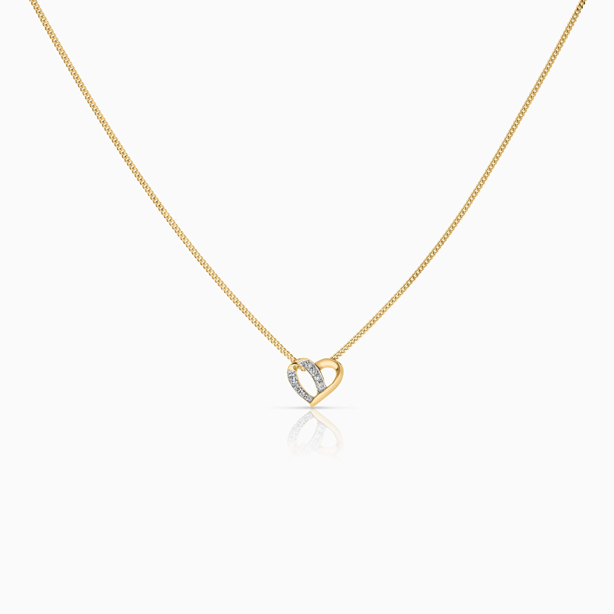 Necklace with diamond heart pendant 0.02ct 18K gold