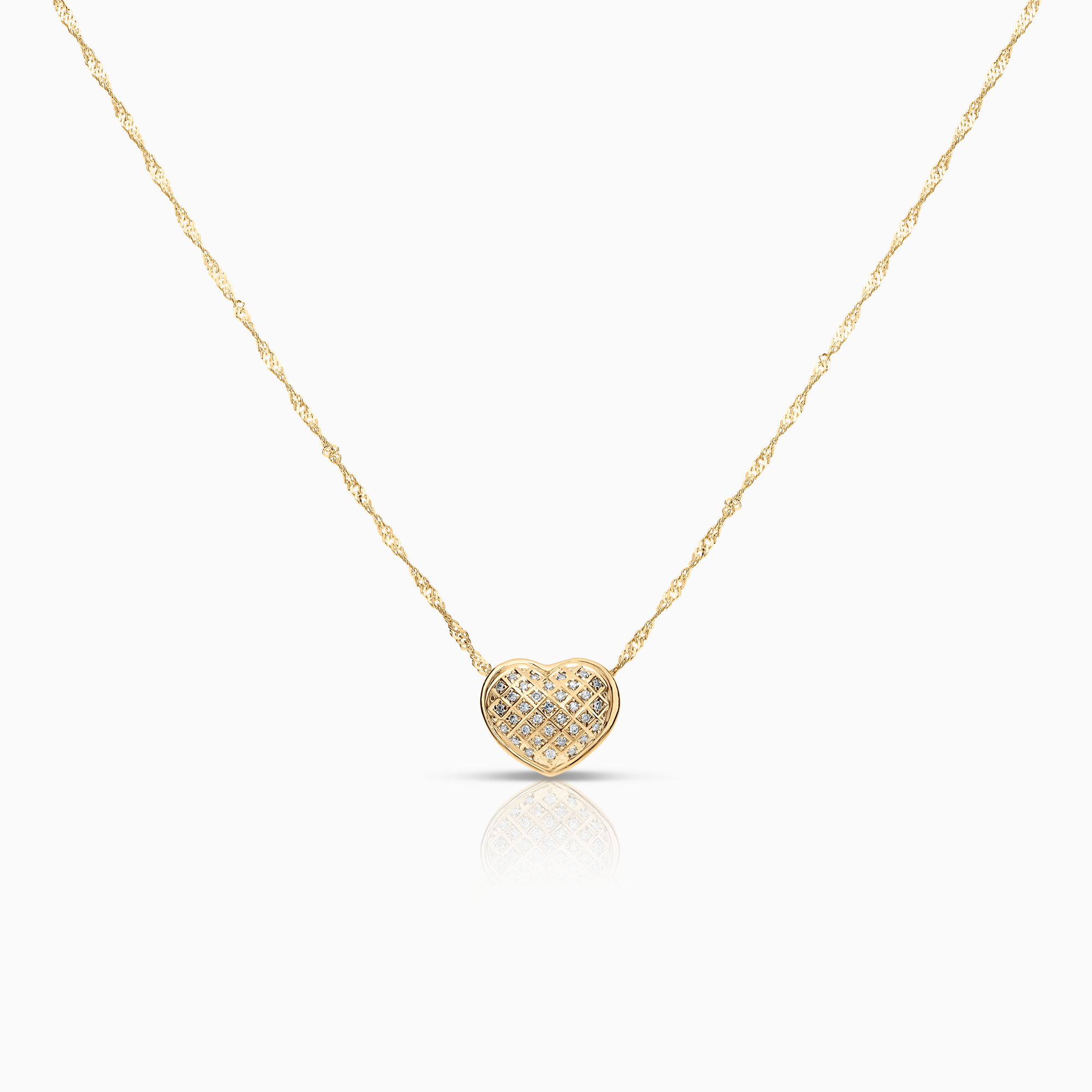 Necklace with heart pendant 0.17ct 18K gold