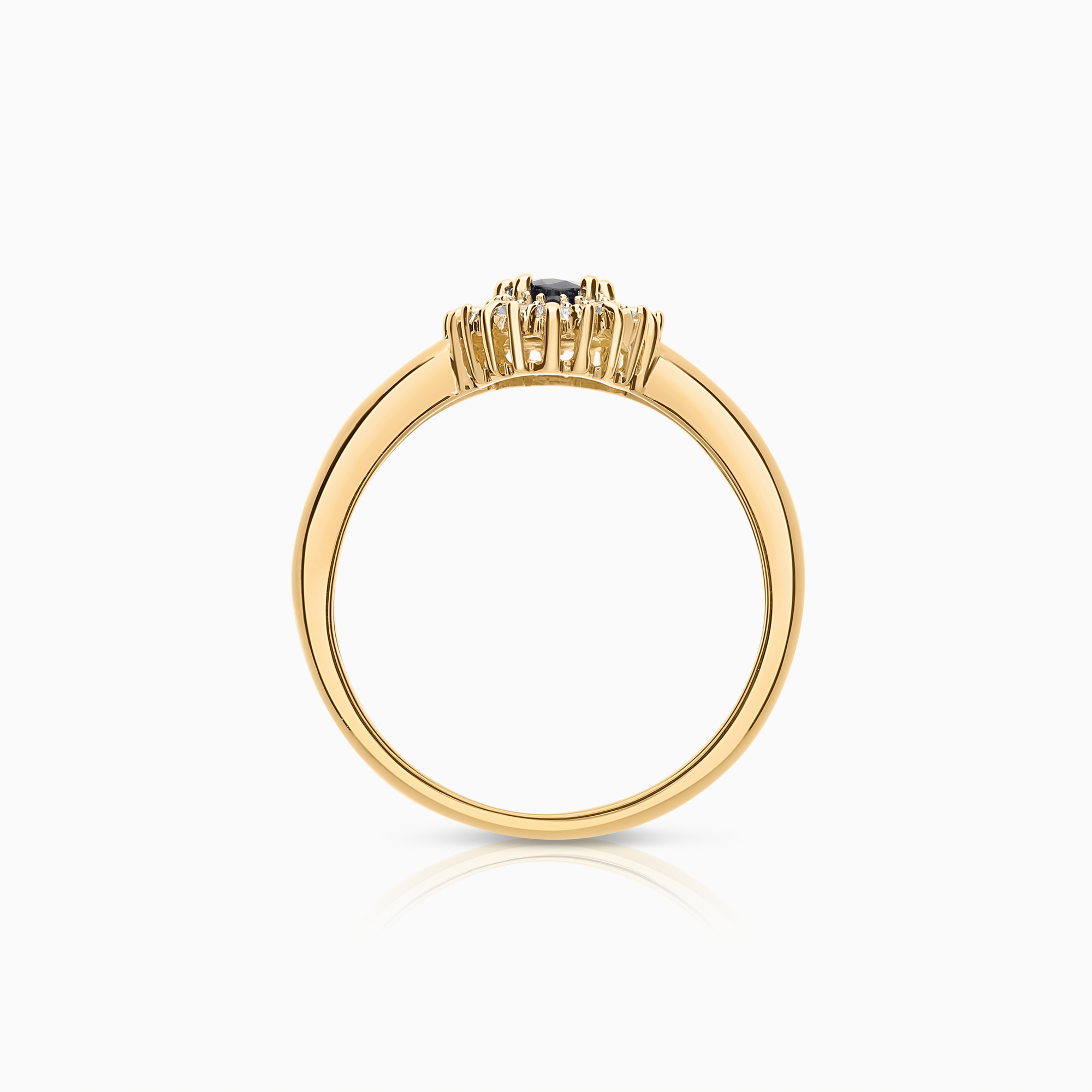 Cluster ring 0.05ct with sapphire 18K yellow gold