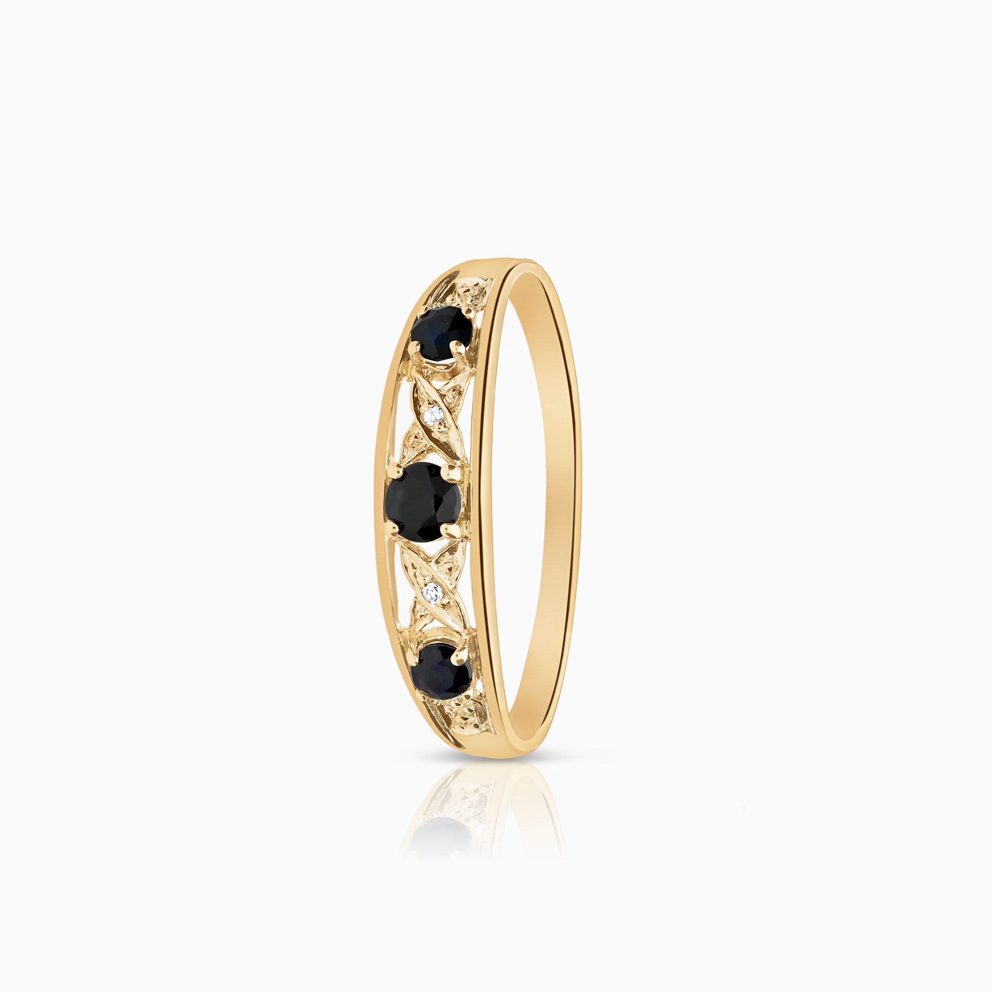 Diamantring med safirer 0,005ct 18K guld