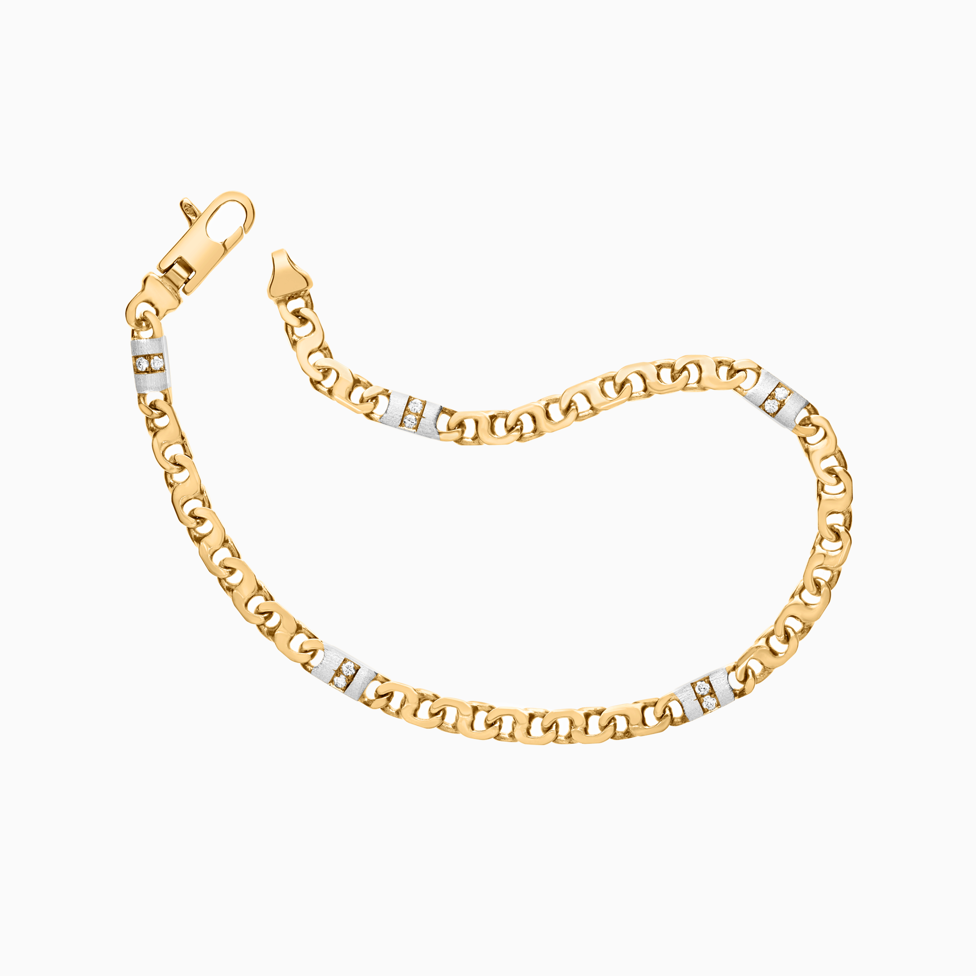 Diamond bracelet fantasy 0.10ct 18K white/yellow gold