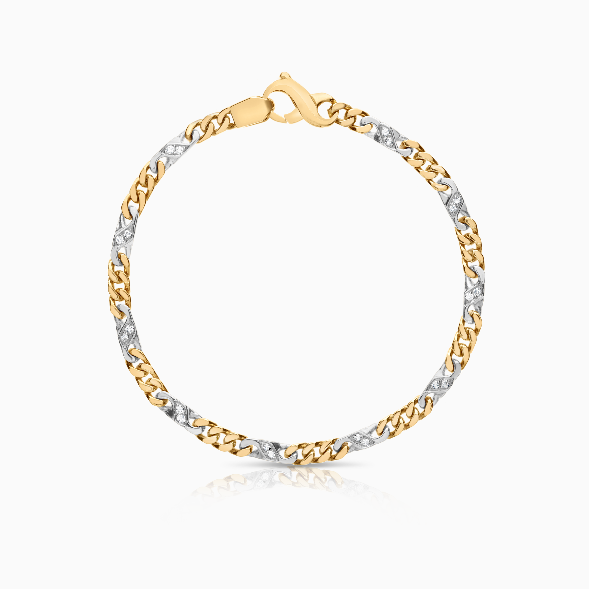 Diamond curb bracelet 0.20ct 18K yellow/white gold