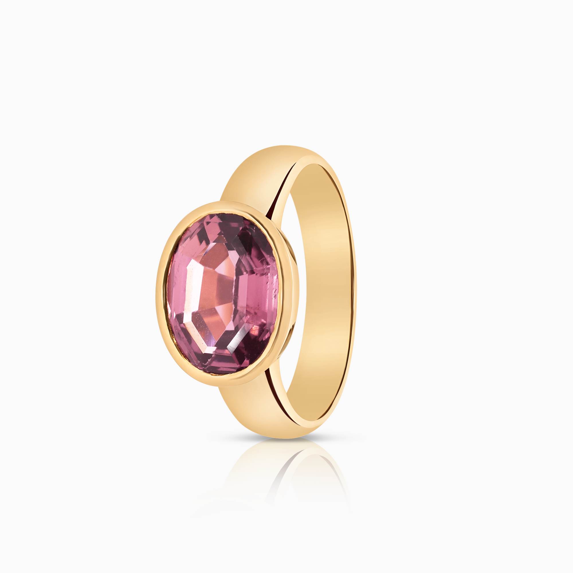 Guldring med en rosa turmalin 5,60g 18K guld