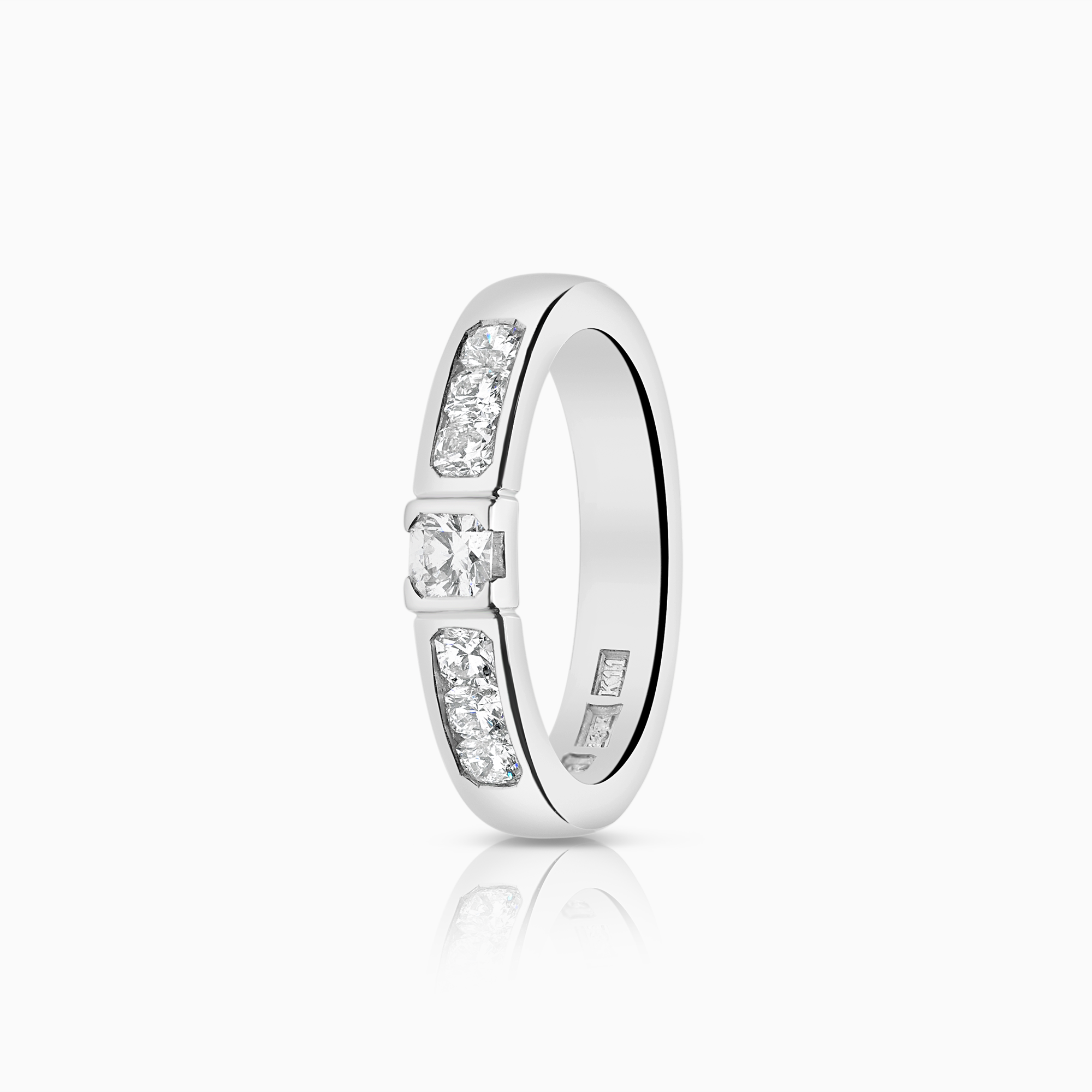Sidesteinsring 0,51ct 18K hvitt gull