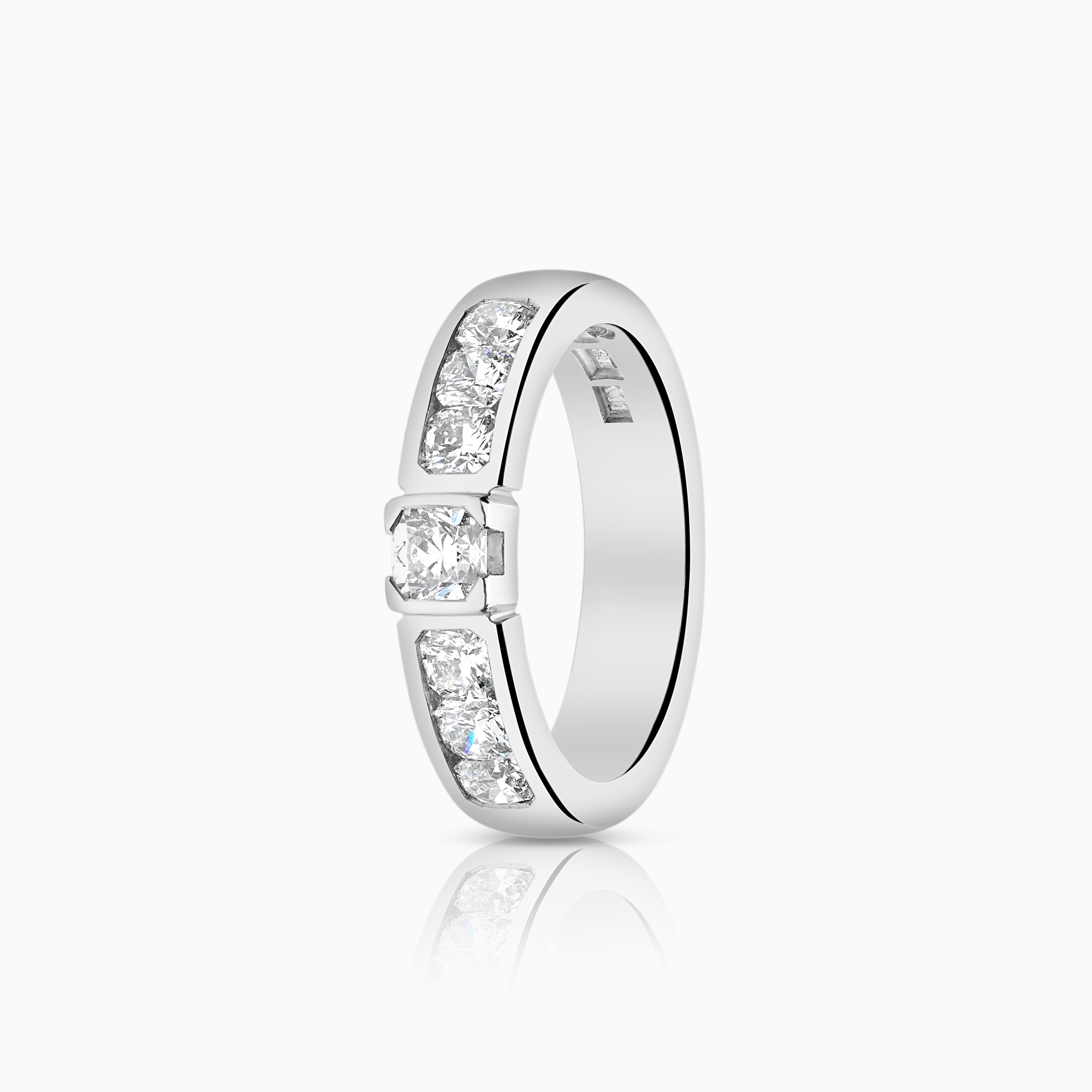 Sidesteinsring 1,00ct 18K hvitt gull