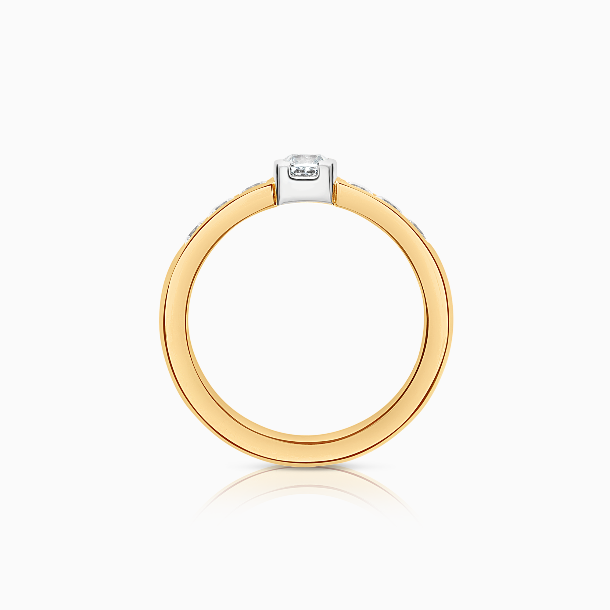 Sidesteinsring 0,80ct 18K gull/hvitt gull