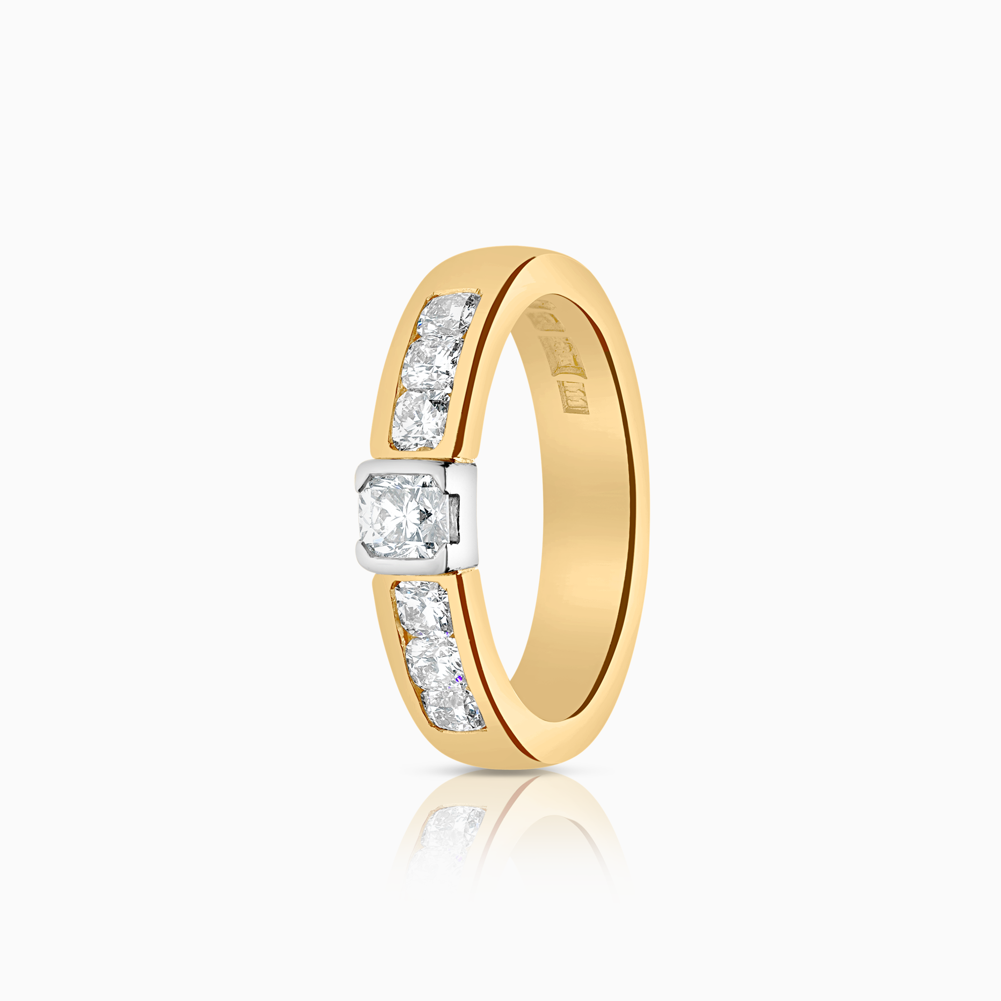 Sidesteinsring 0,80ct 18K gull/hvitt gull