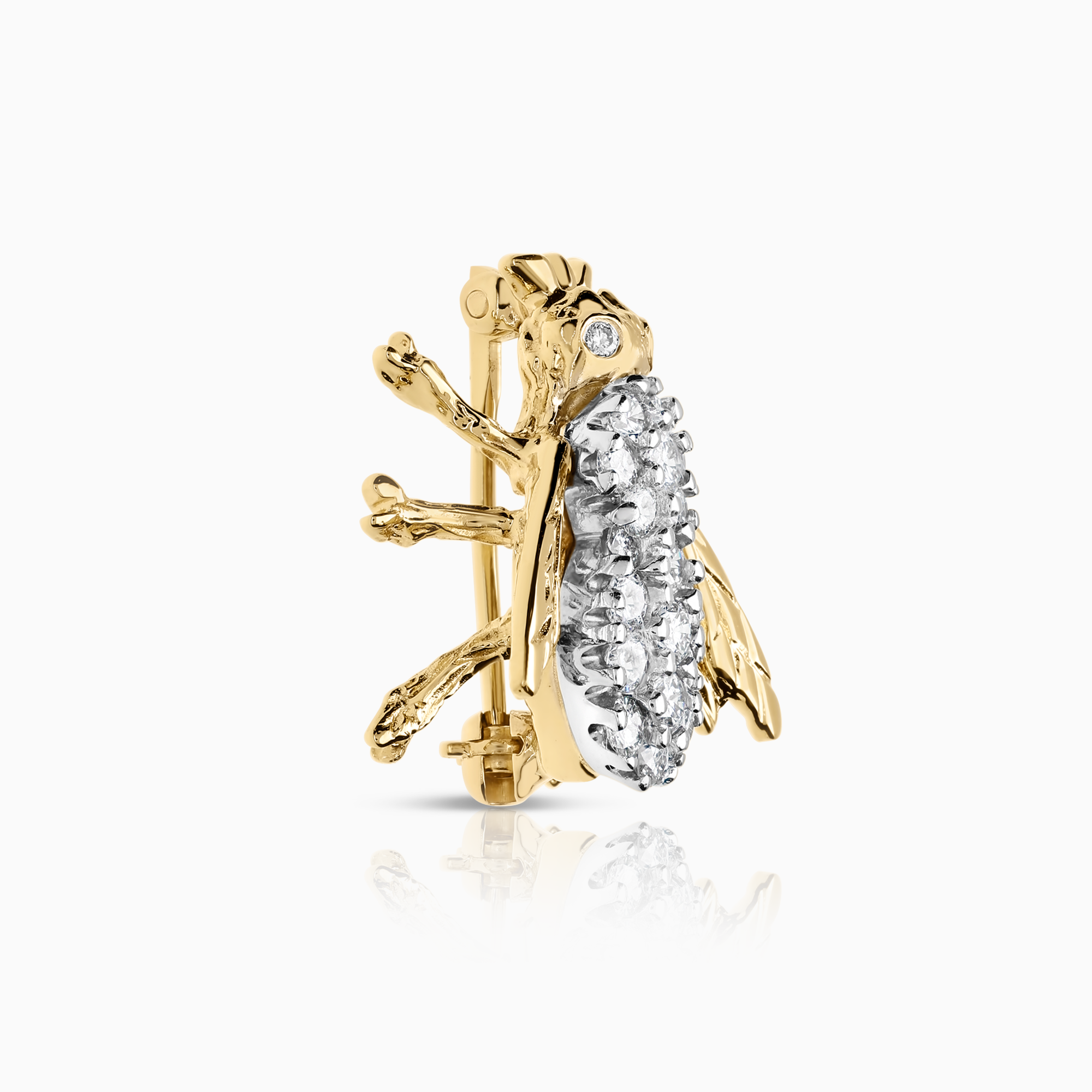 Diamond brooch fly 0.63ct 14K gold