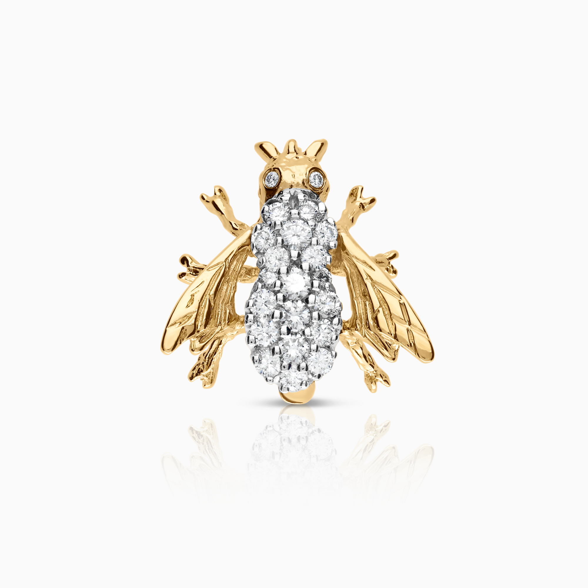 Diamond brooch fly 0.63ct 14K gold