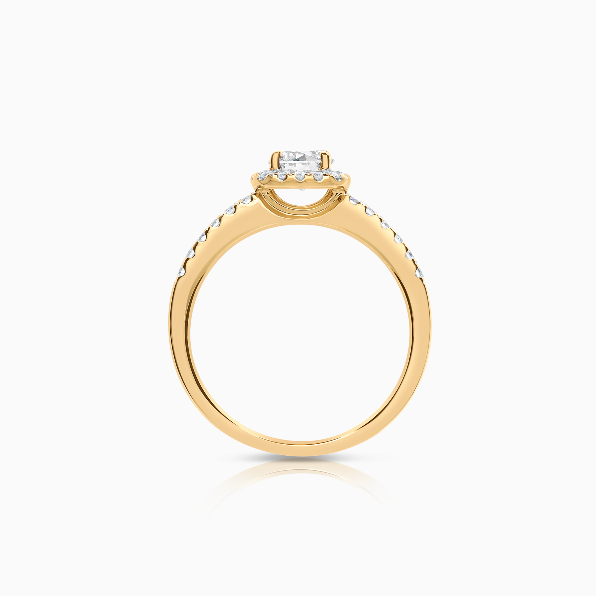 Halo ring with lab-grown diamonds 0.74ct 18K yellow gold