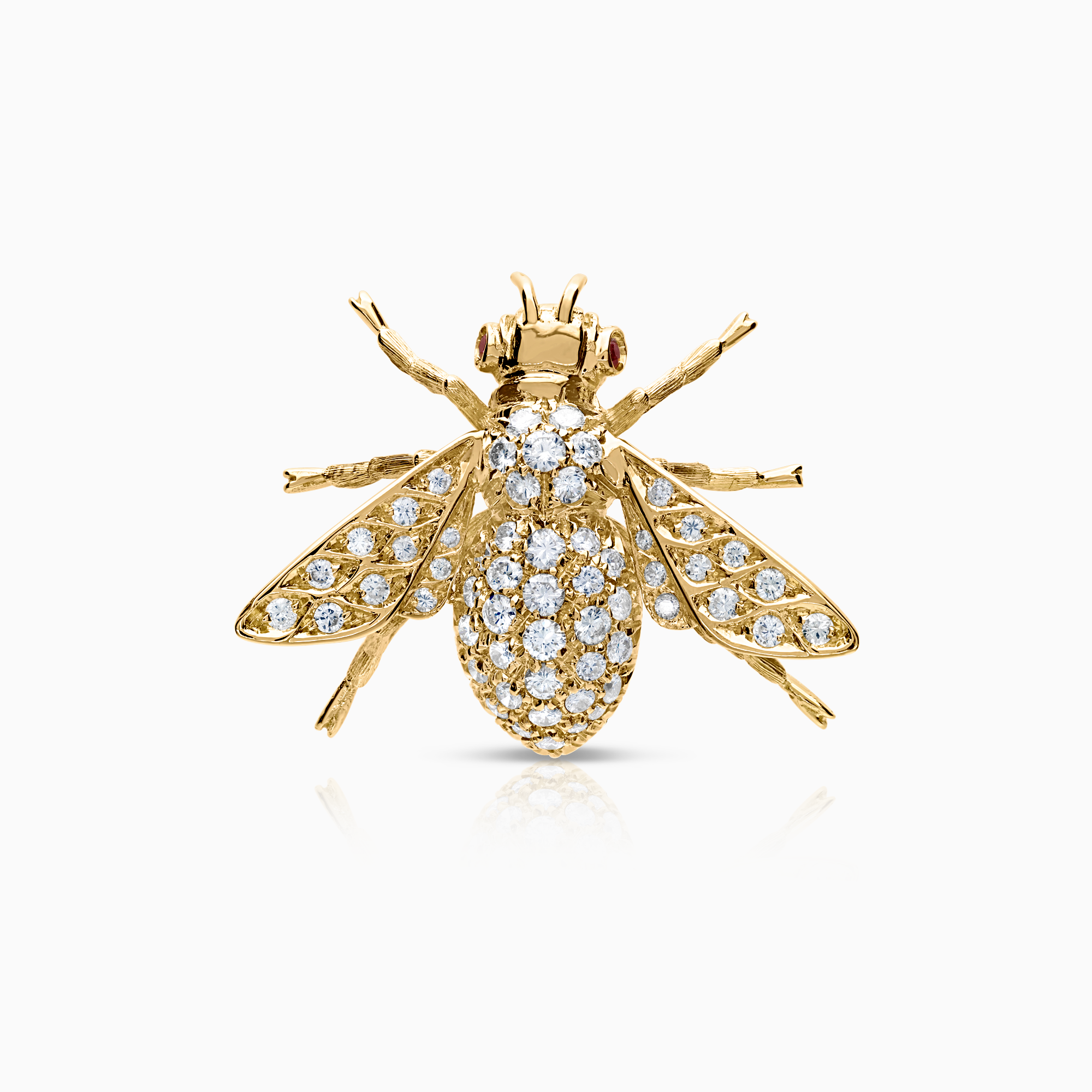 Diamantbrosje bie 1,35ct 18K gull