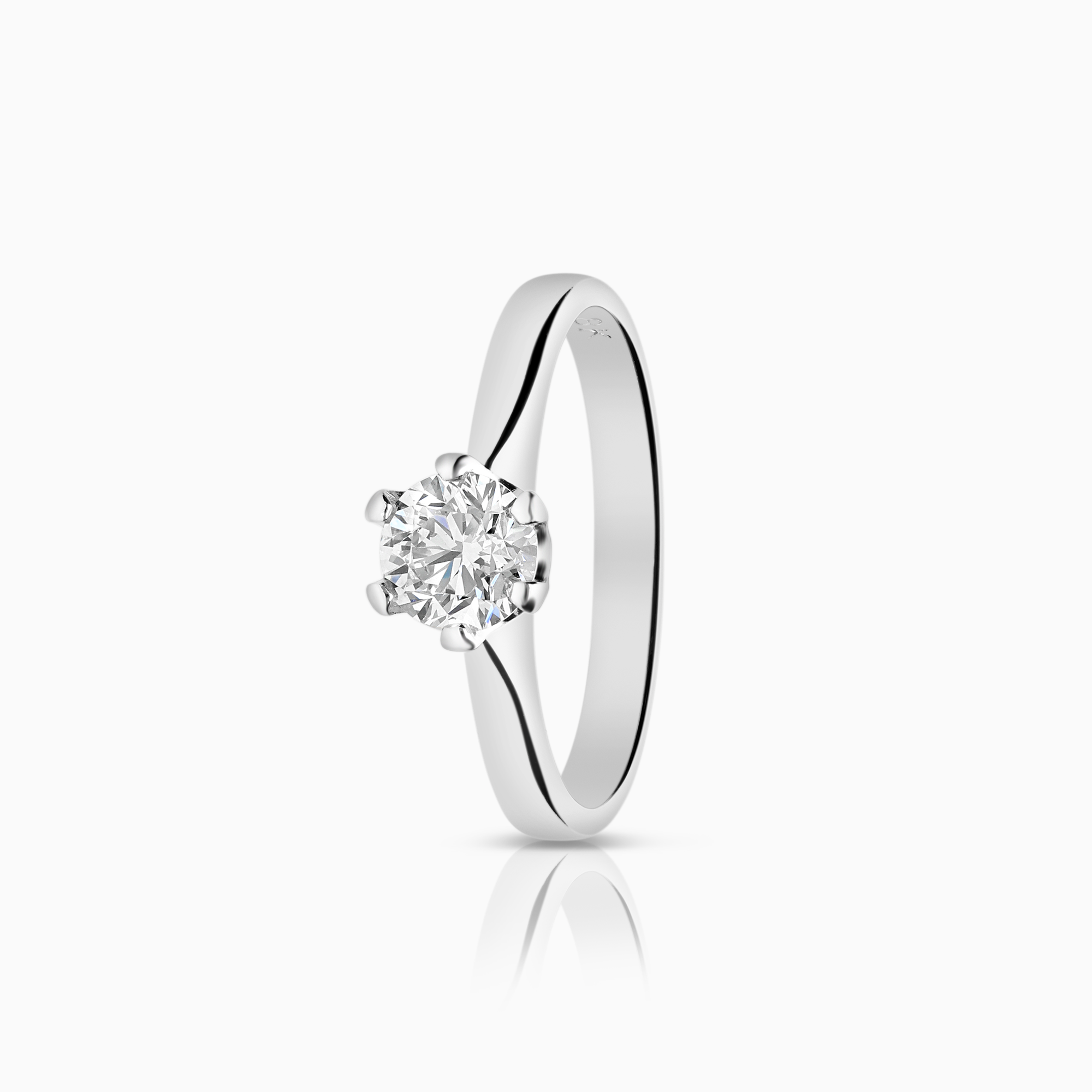 Solitærring 0,53ct 18K hvitt gull