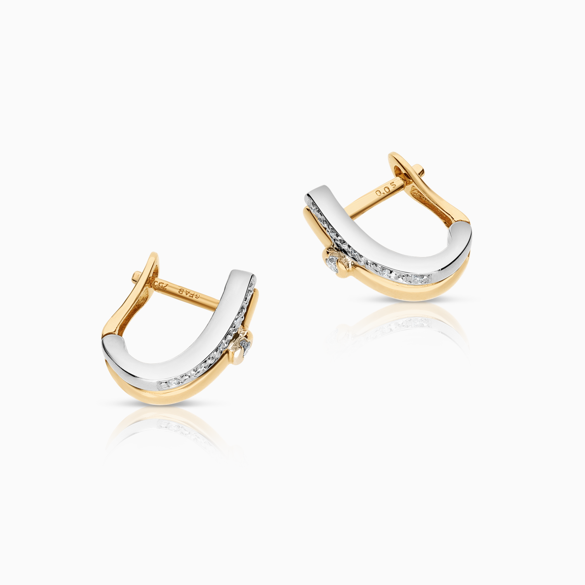 Gold earrings 0.10 ct 2.96g 18K white gold