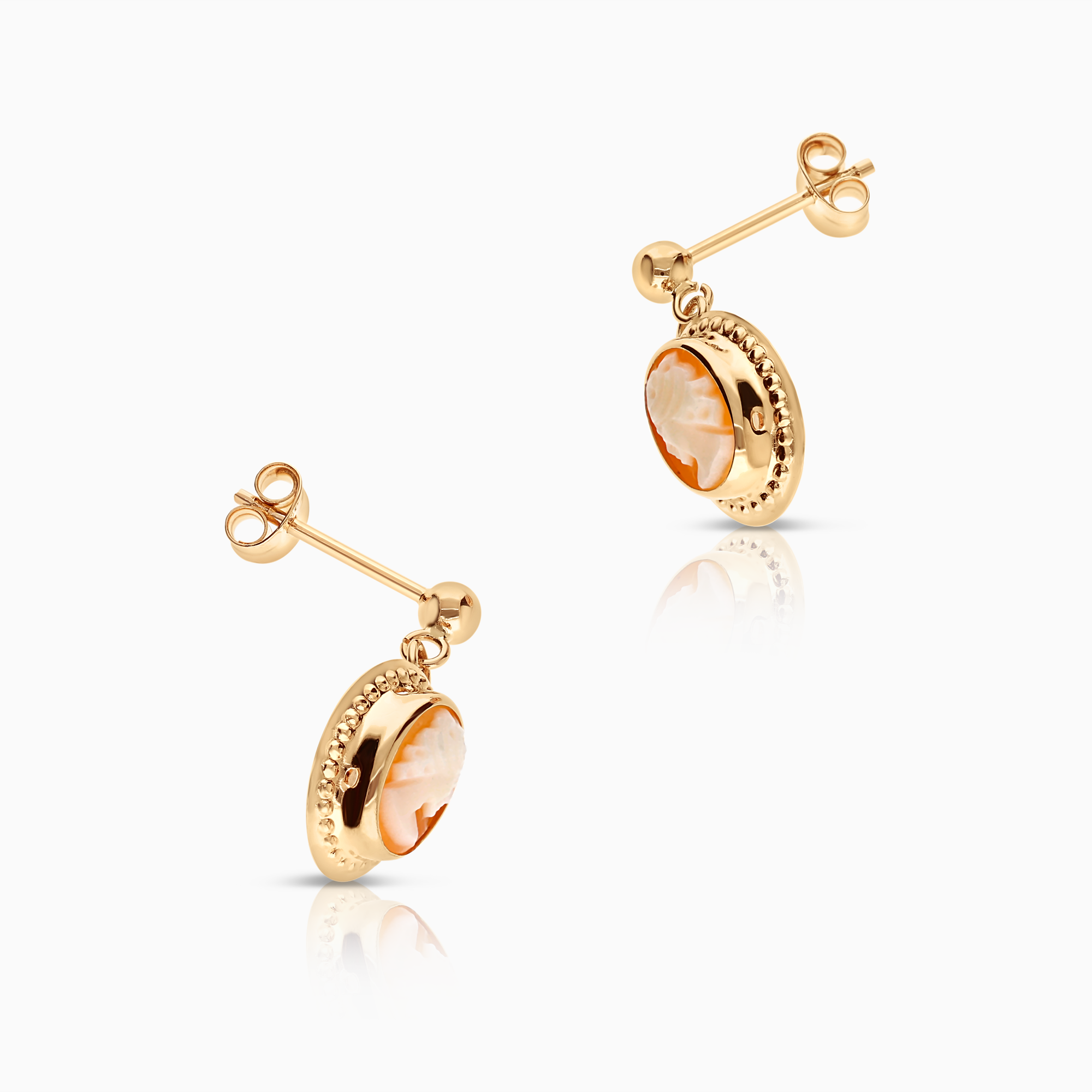 Gold cameo earrings 1.36g 18K gold