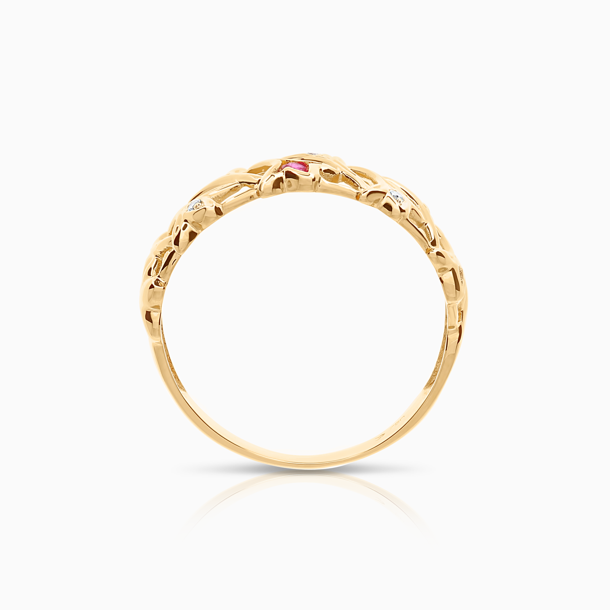 Diamantring rubiner 0,04ct 18K guld