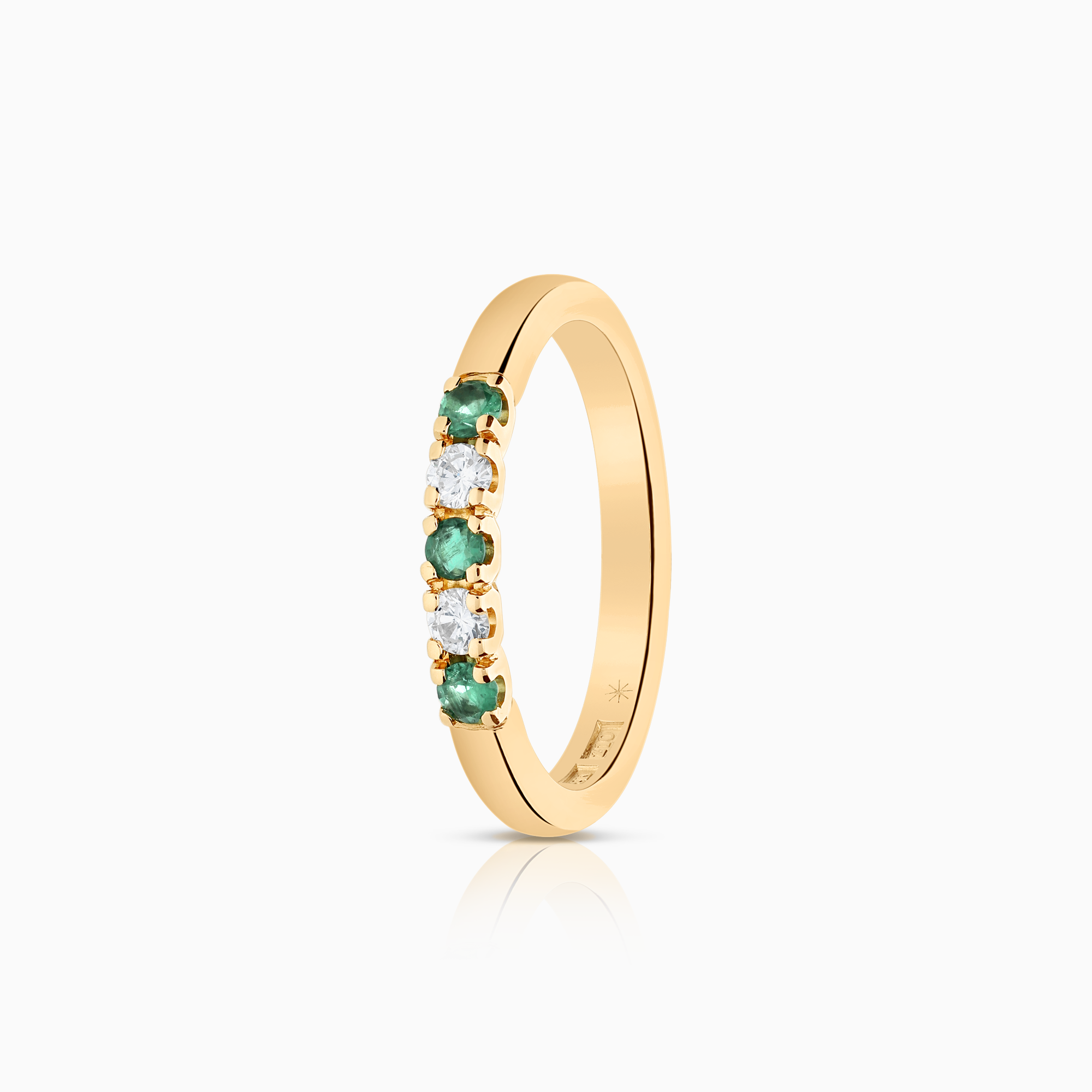 Alliansring smaragder 0,10ct 18K guld
