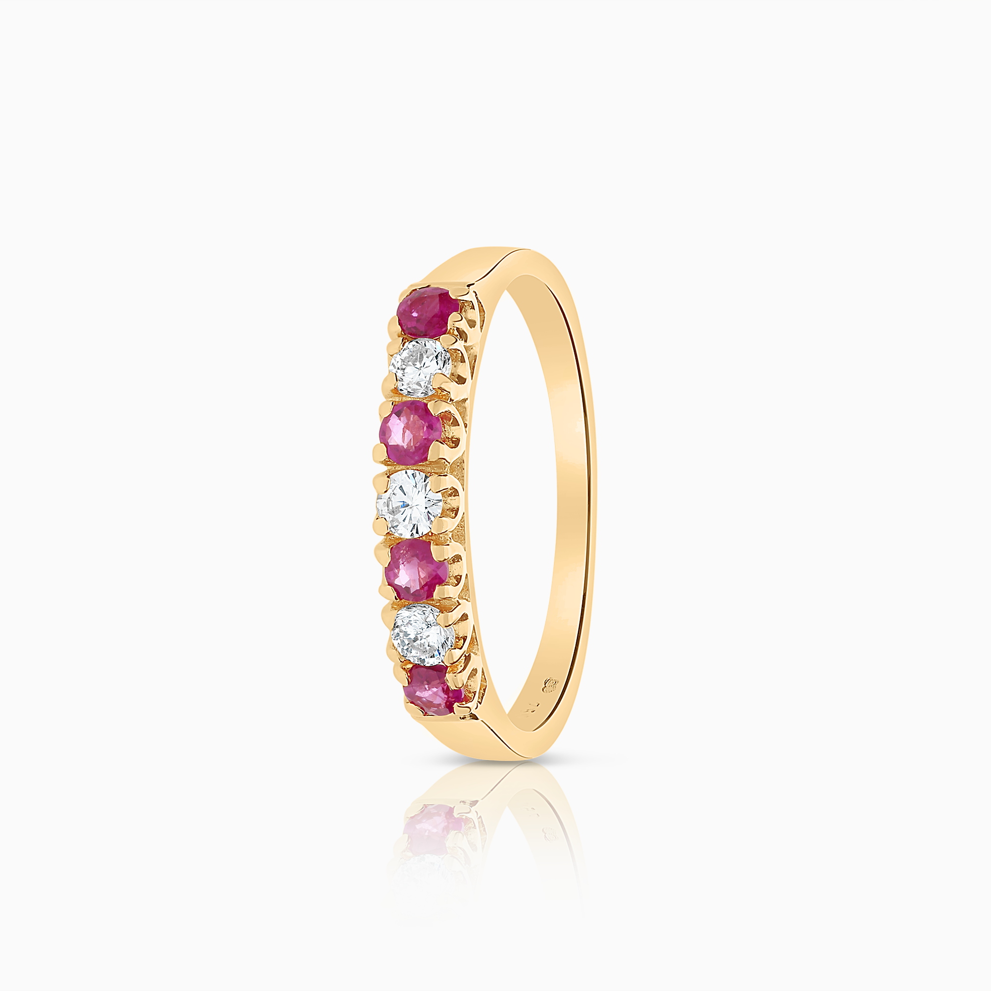 Alliansring rubiner 0,21ct 18K guld