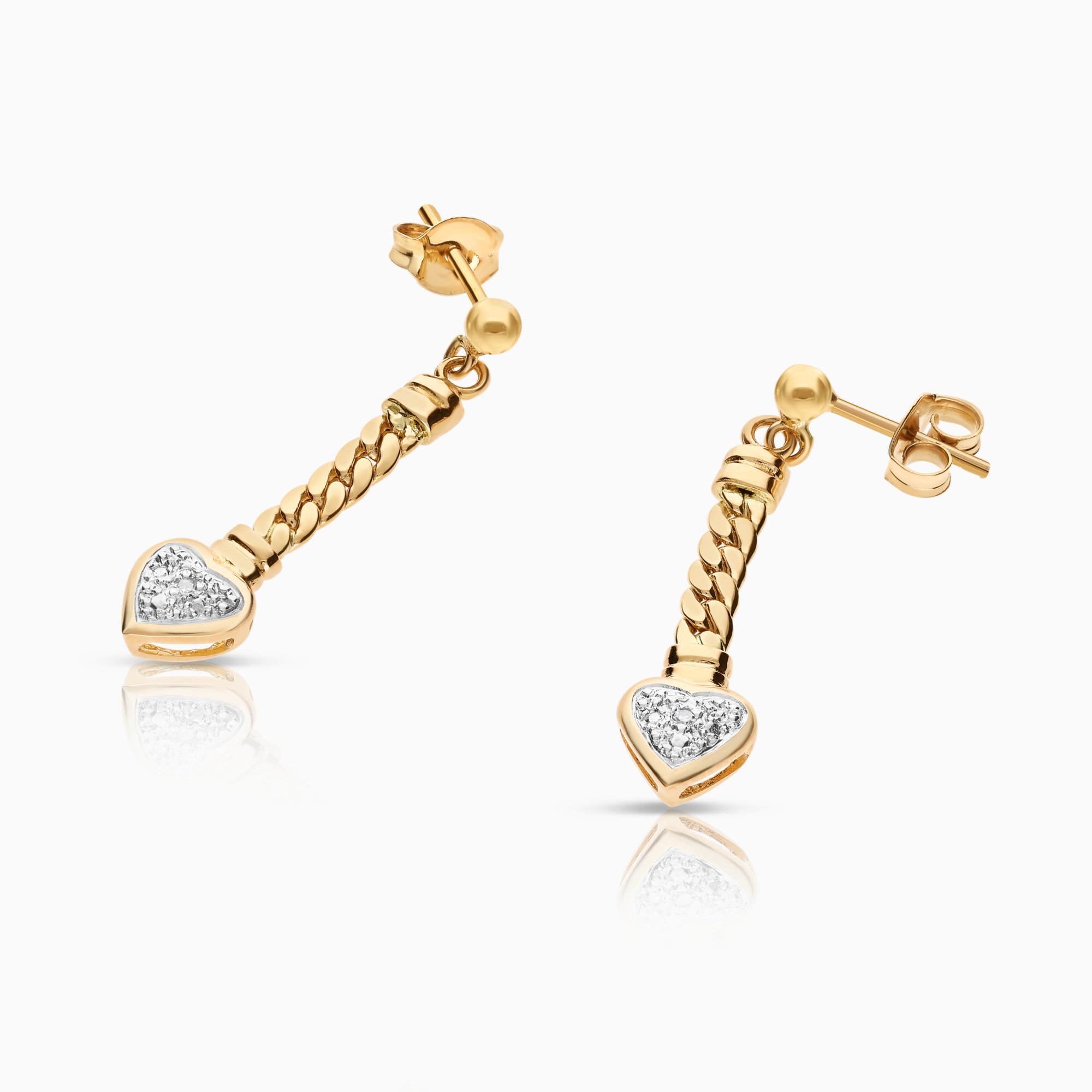 Gold earrings with hearts 0.01ct 2.84g 18K gold