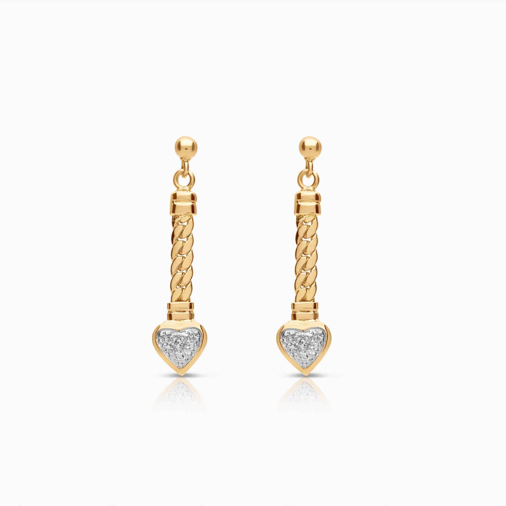 Gold earrings with hearts 0.01ct 2.84g 18K gold