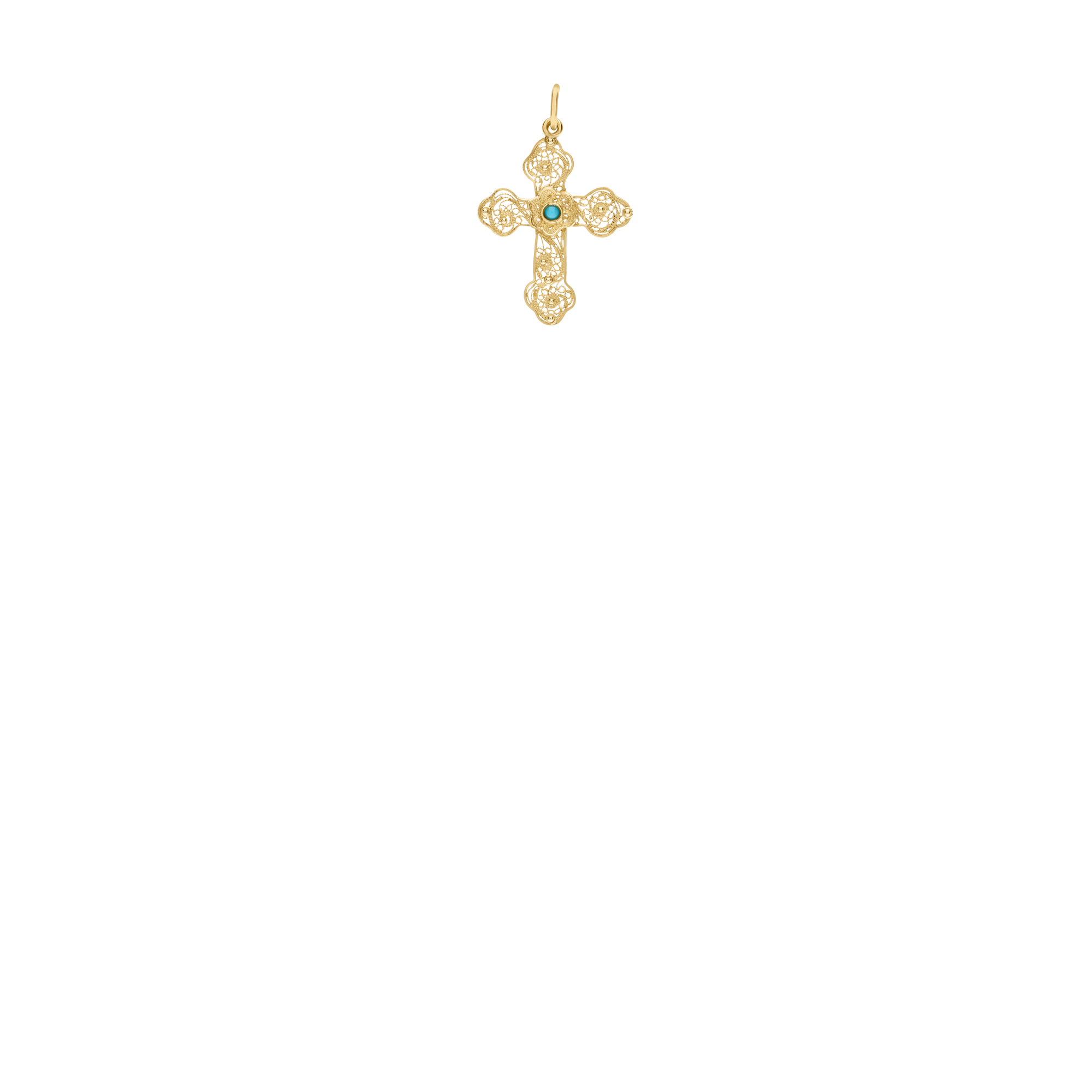 Pendant cross with turquoise 2.44g 18K gold