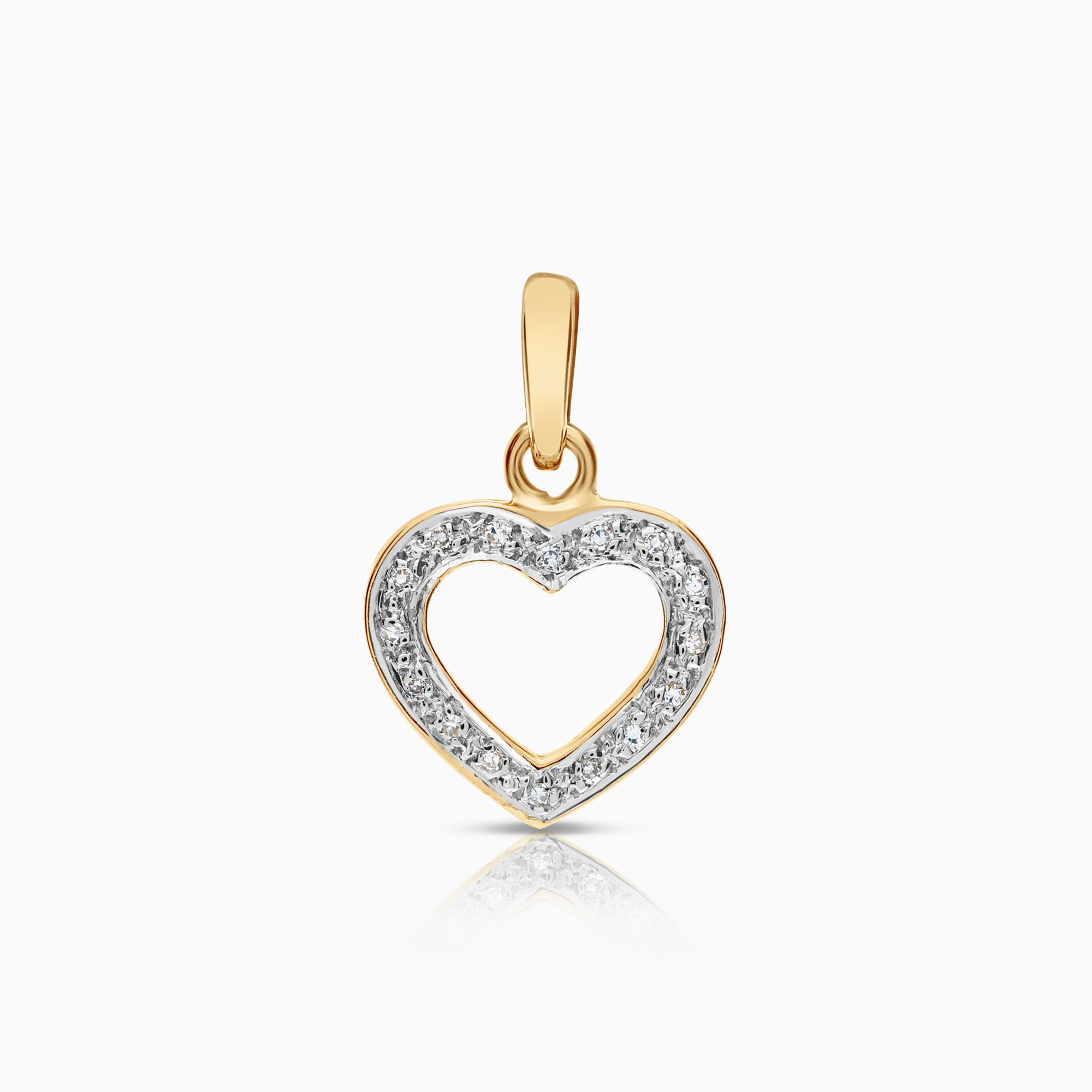 Heart pendant, 0.05ct 18K gold