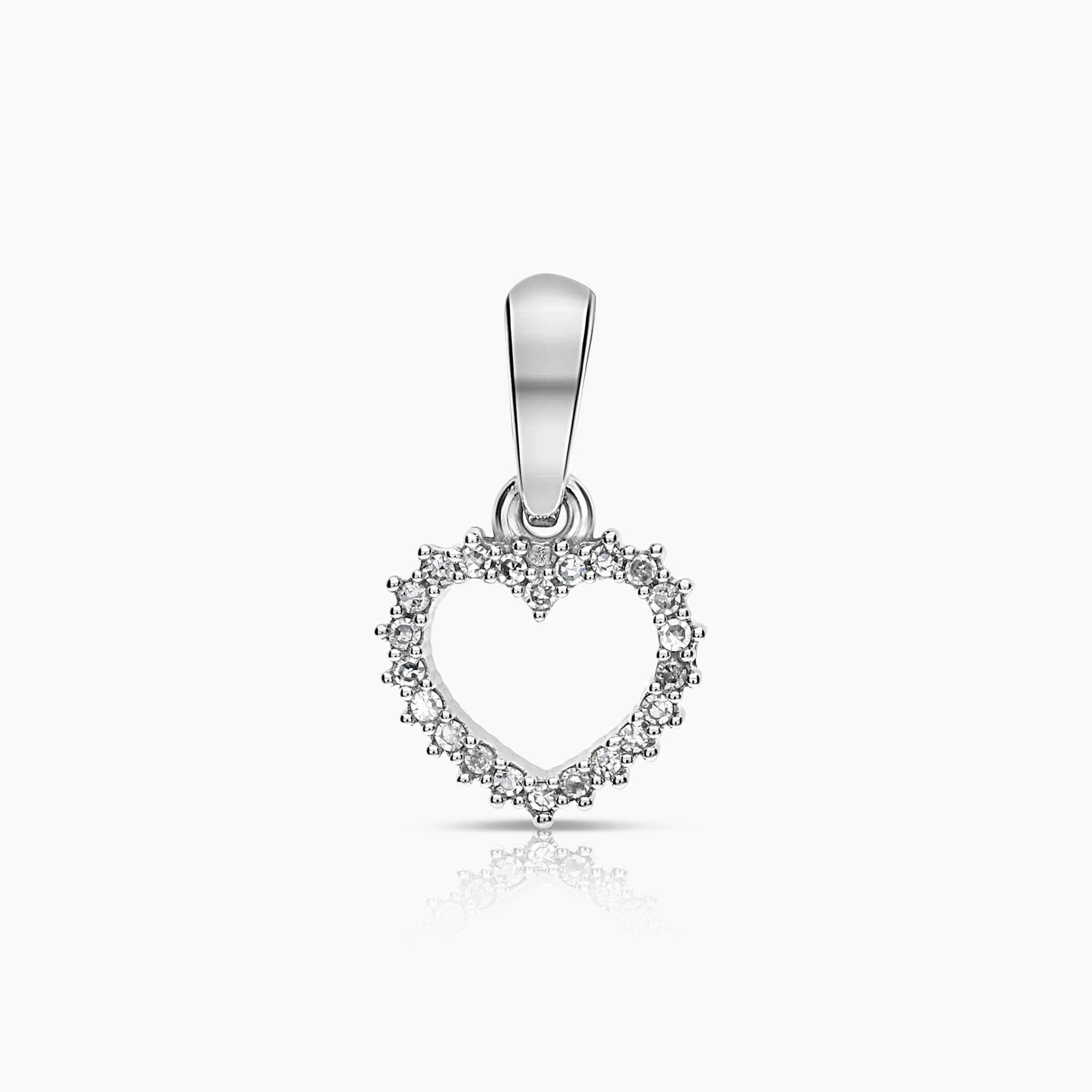 Diamond heart pendant 0.07ct 18K white gold