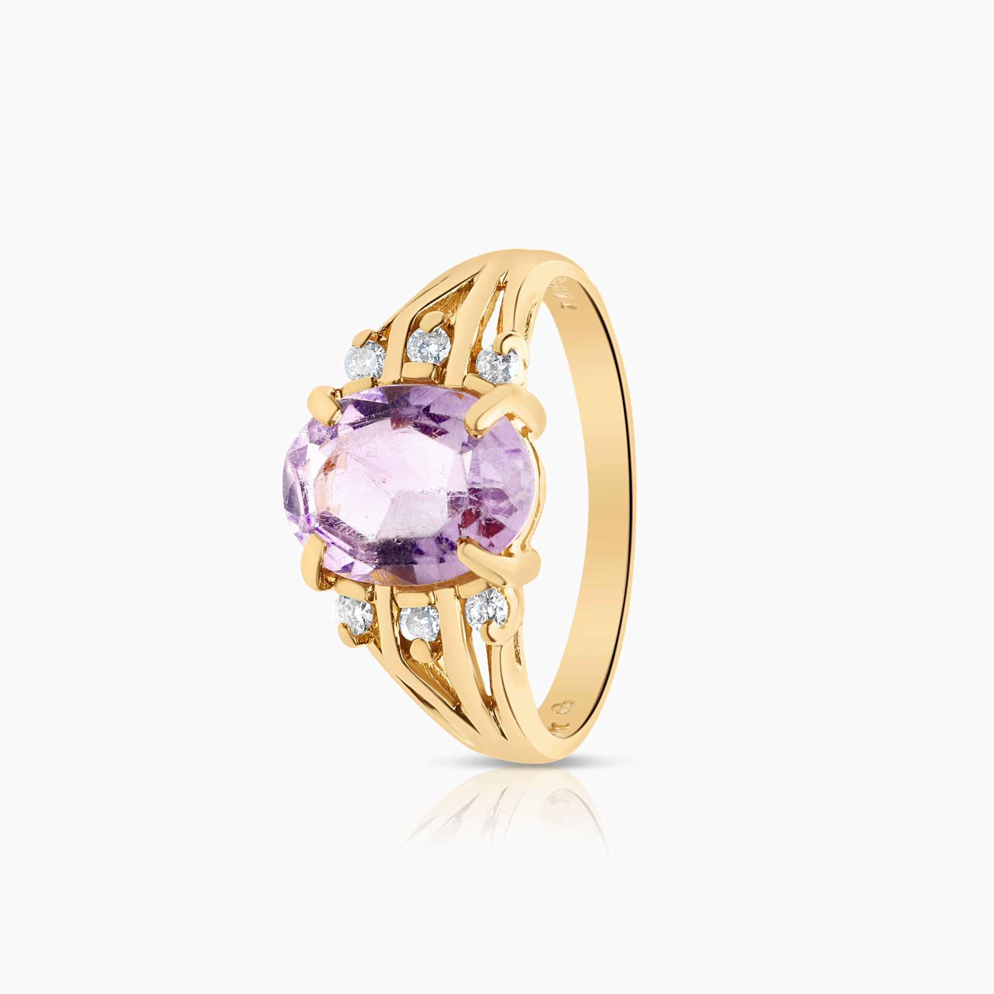 Diamantring med kvarts 3,58g 18K guld