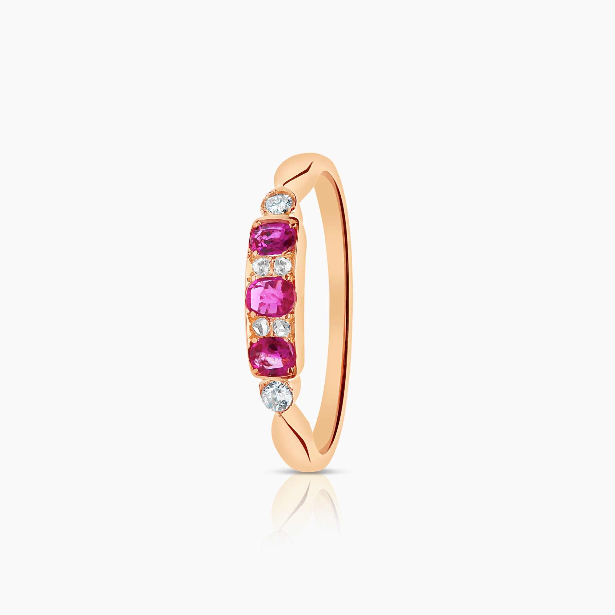 Sapphire diamond ring 1.92g 18K rose gold