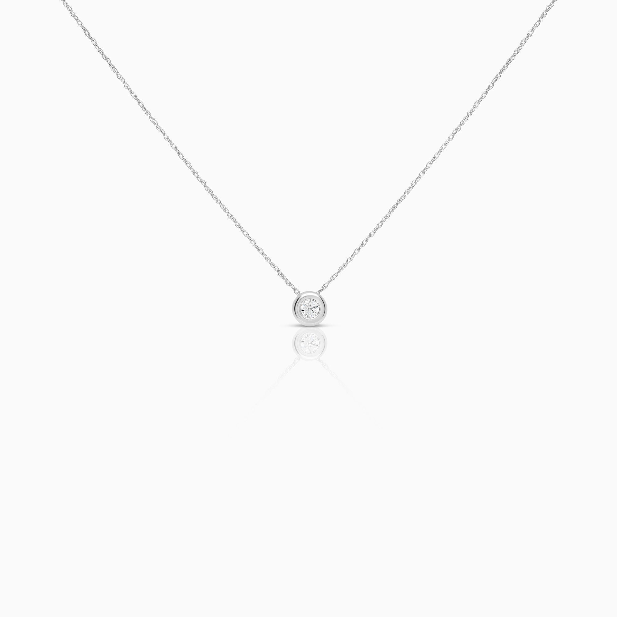 Solitærhalskjede 0,10ct 18K hvitt gull