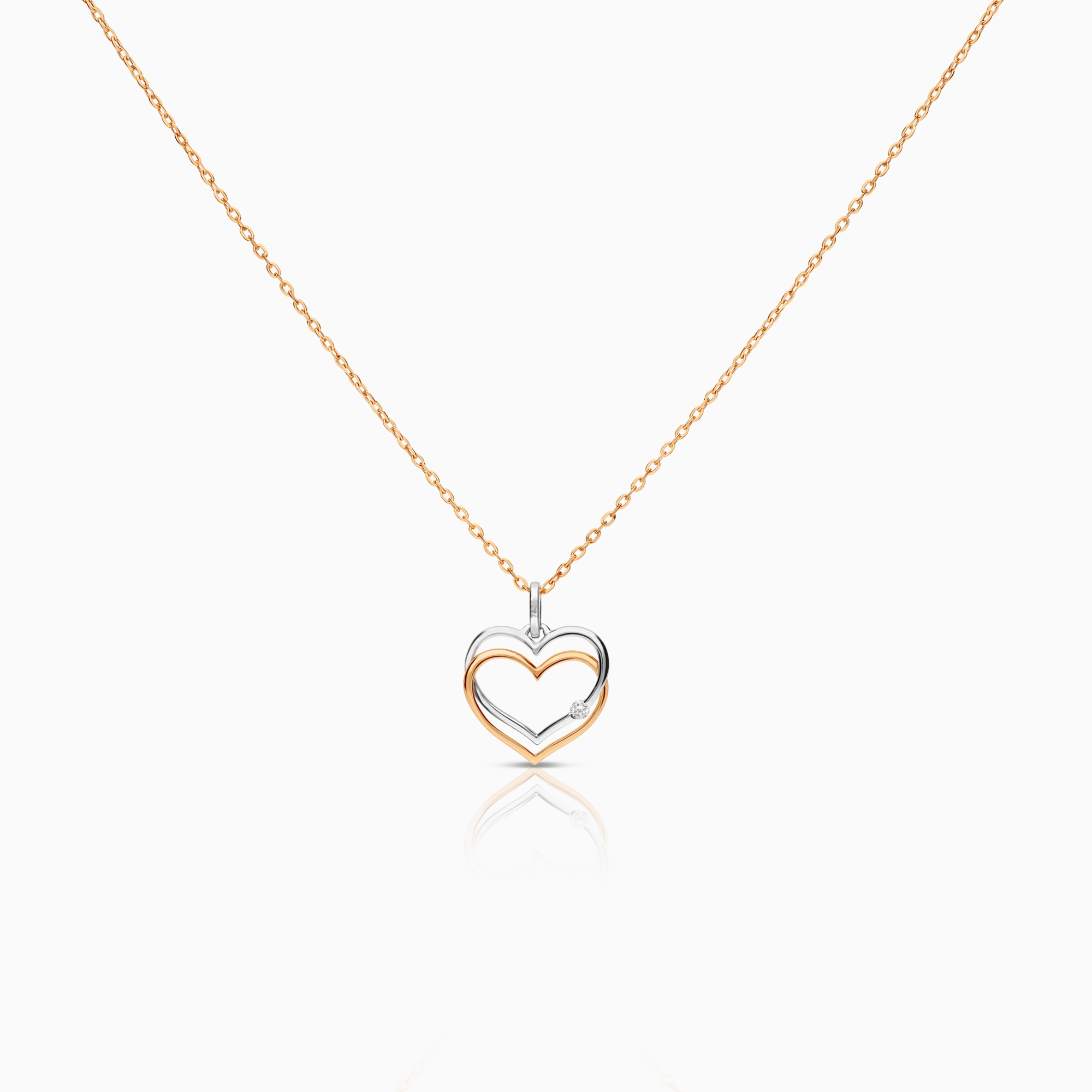 Necklace with heart pendant 0.02ct 18K gold