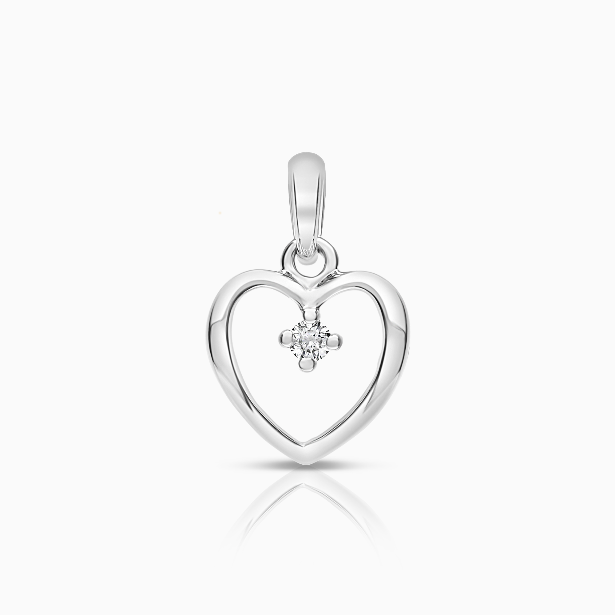 Heart pendant 0.05ct 18K white gold