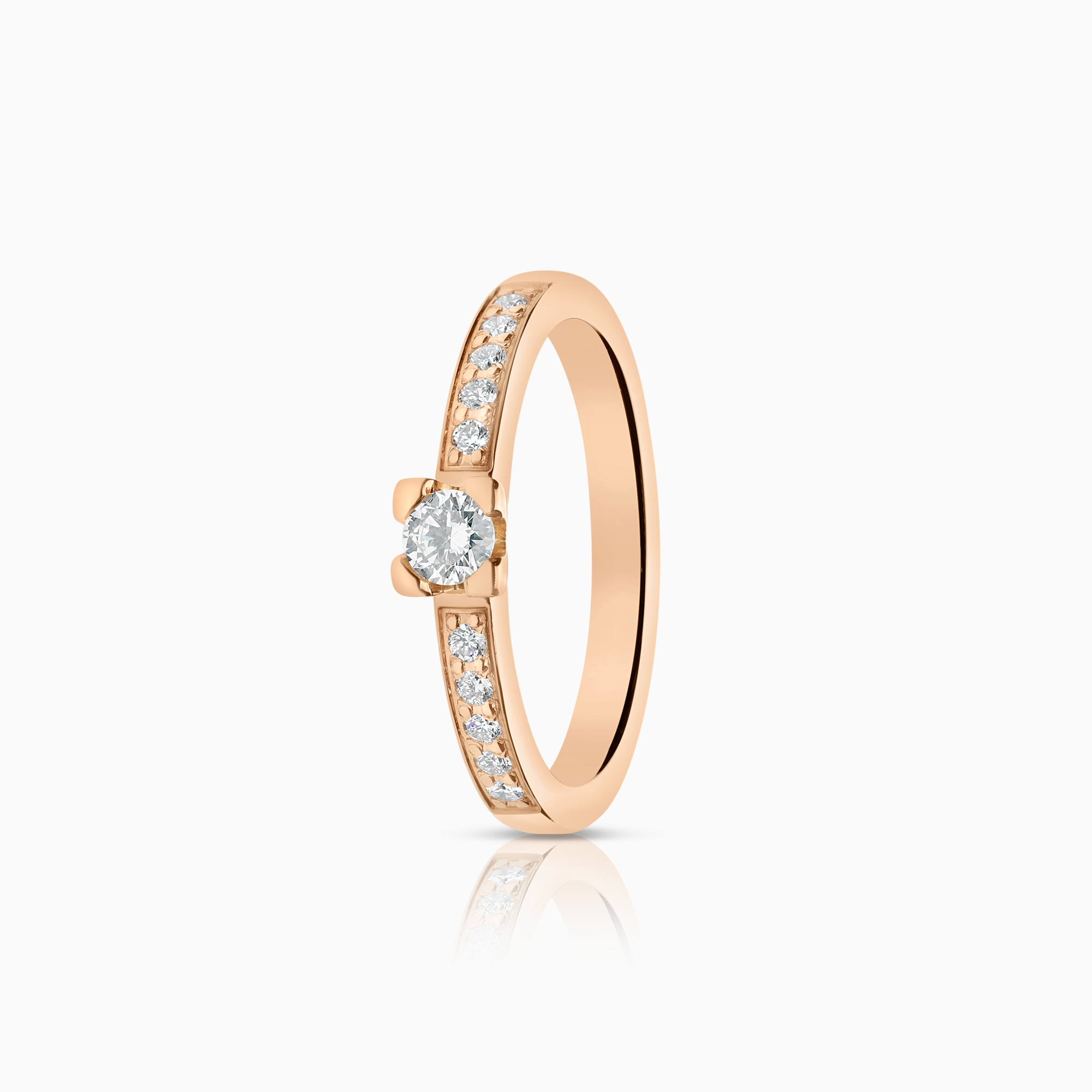 Side stone ring 0.25ct 18K rose gold