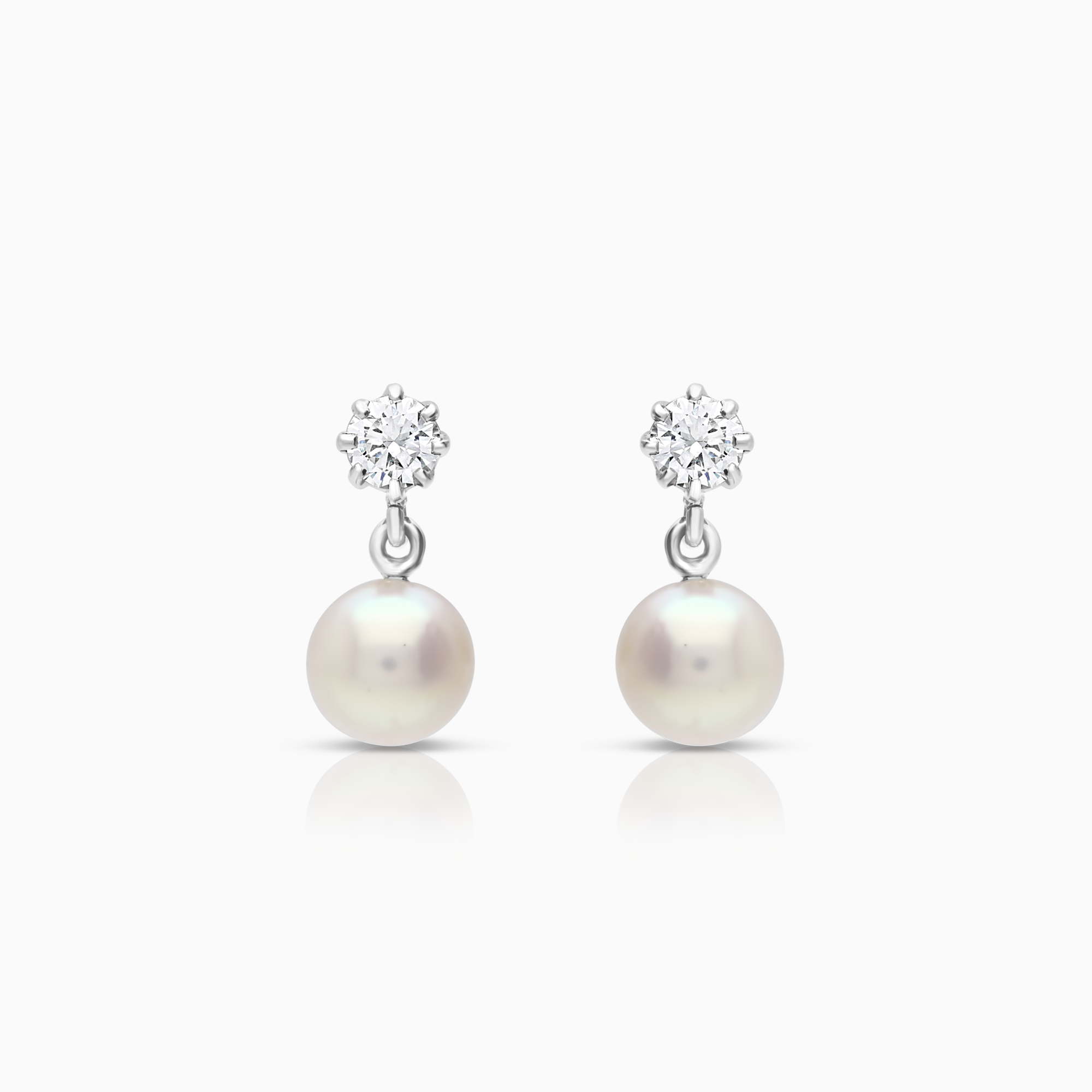 Diamond earrings with pearls 0.30ct 18K gold