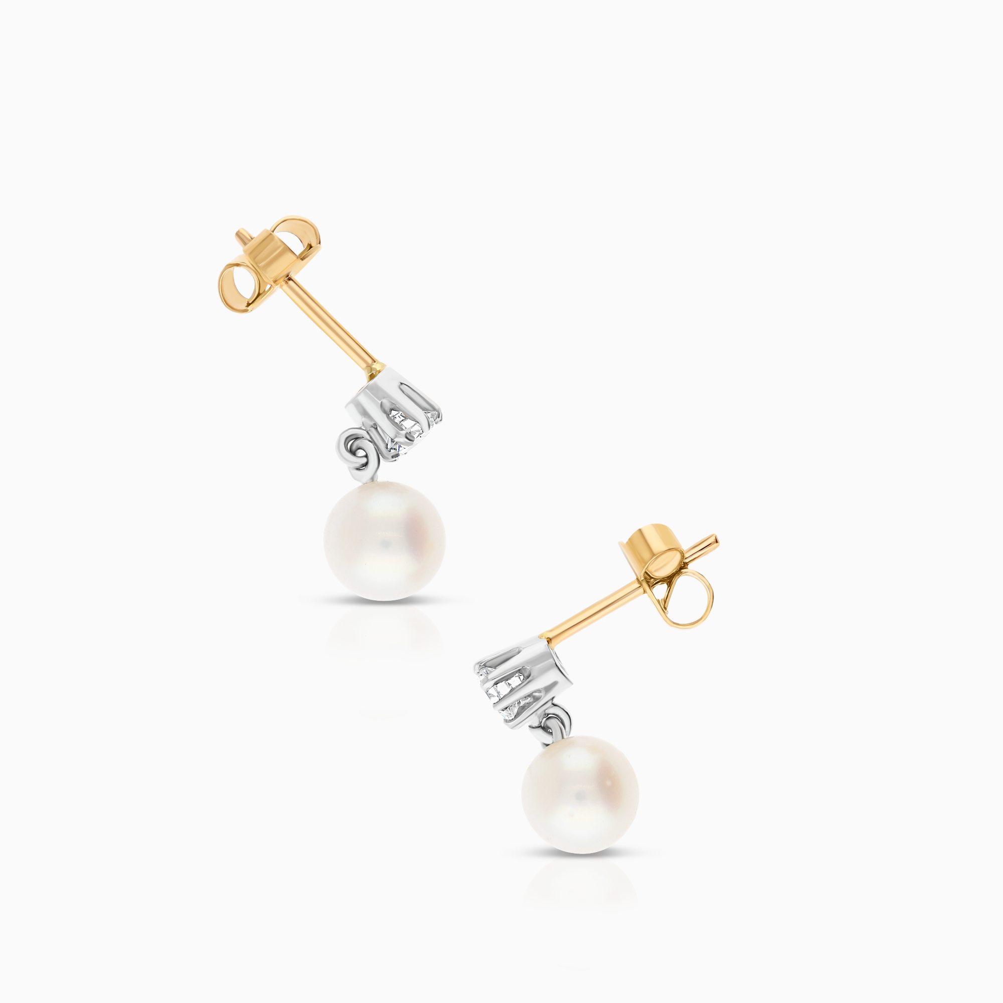 Diamond earrings with pearls 0.30ct 18K gold